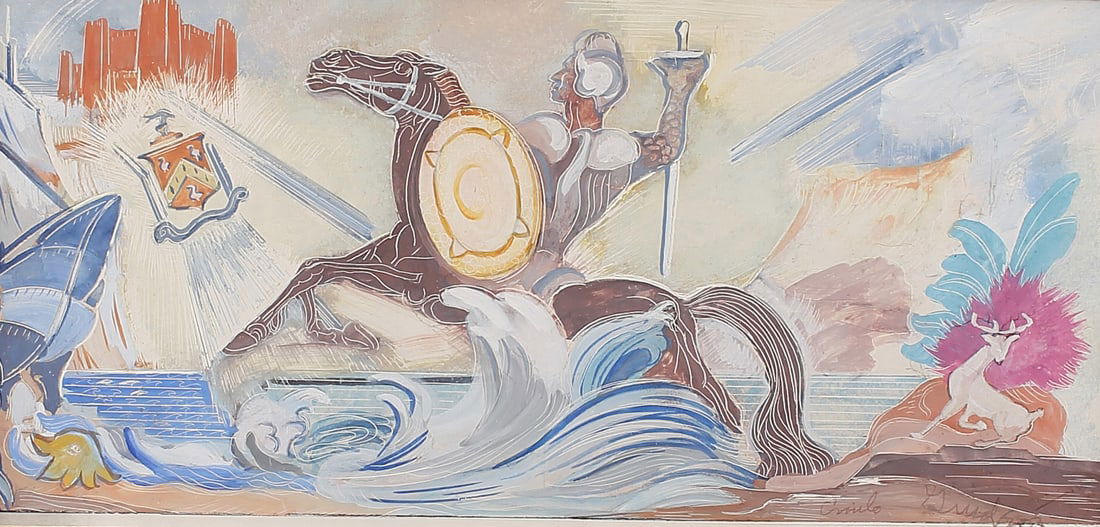 Emile Guidroz (Am. 1906-2006), Mural Study, watercolor on paper (1 of 1)