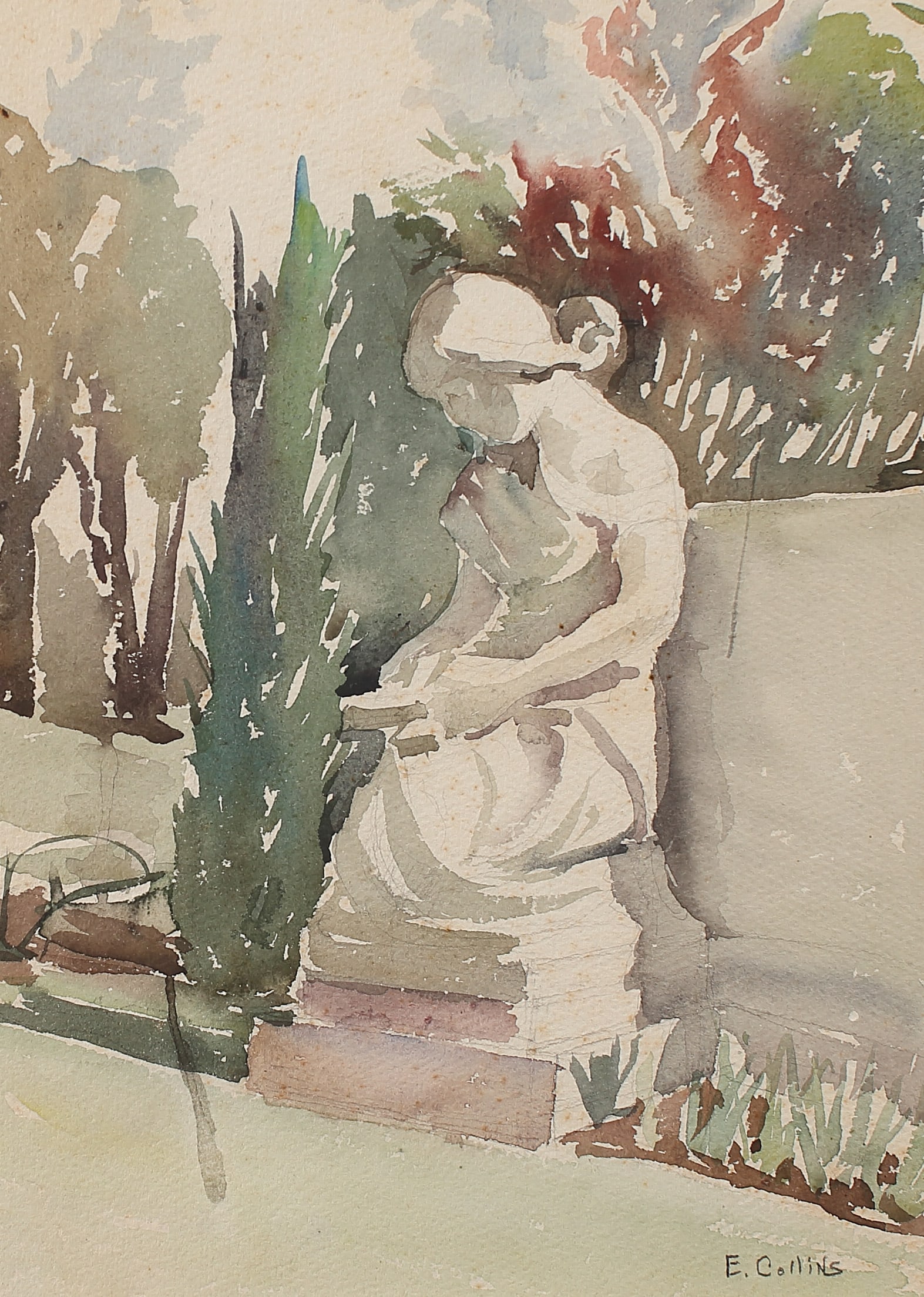 Edna Collins (Am. 1885-1968), Austin, Texas, watercolor on paper (1 of 1)