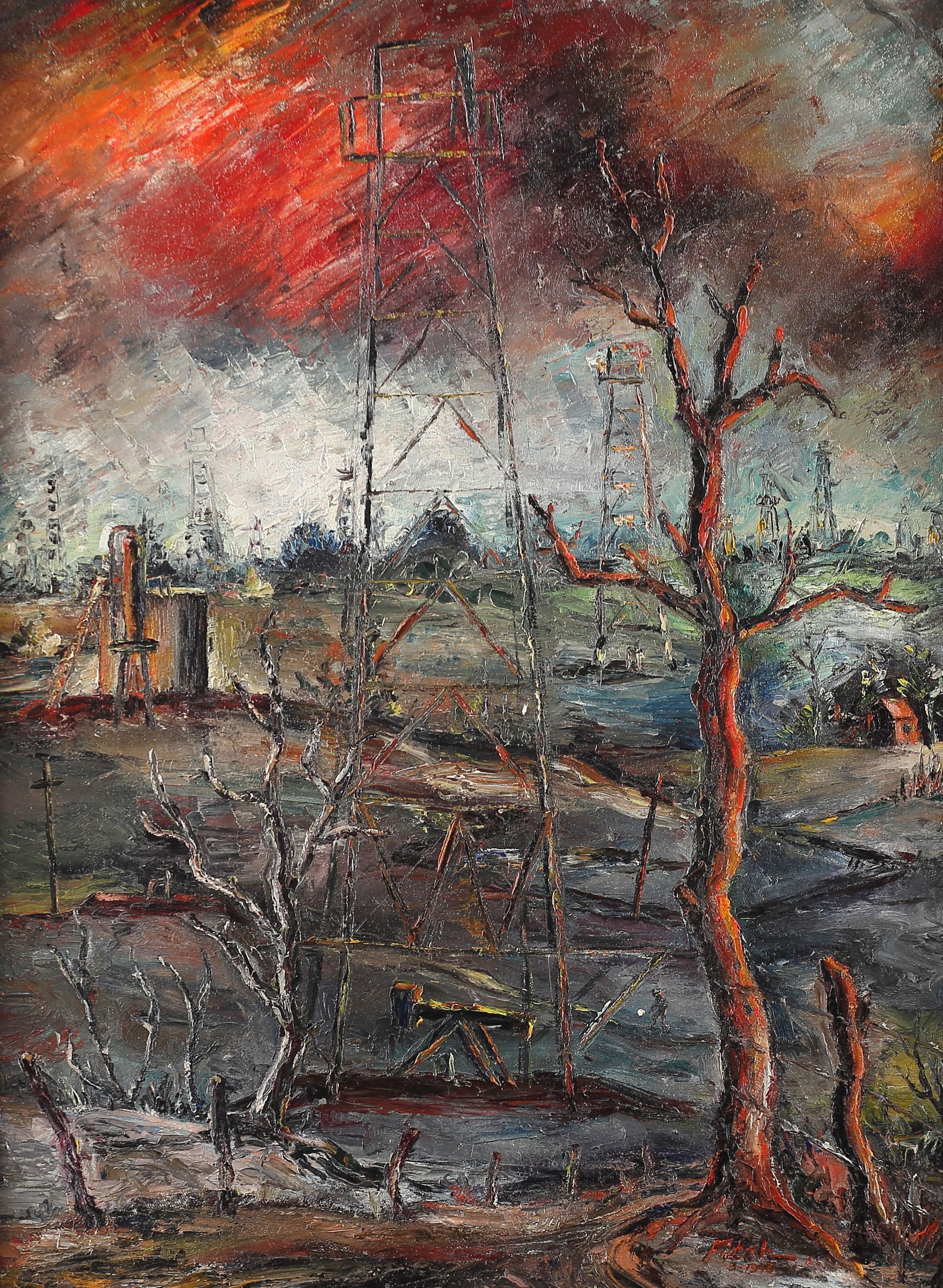 Mary Jane Fitch (Am. 20th Cent.), Oil Field, 1946, oil on canvas (1 of 1)