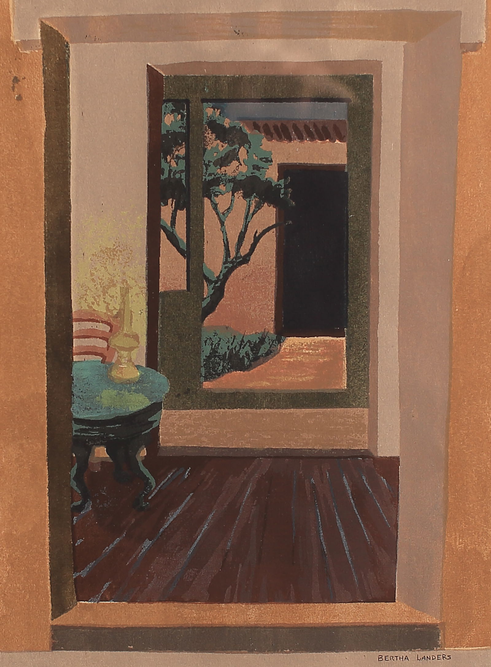 Bertha Landers (Am. 1911-1996), Ad Infinitum, serigraph (1 of 1)