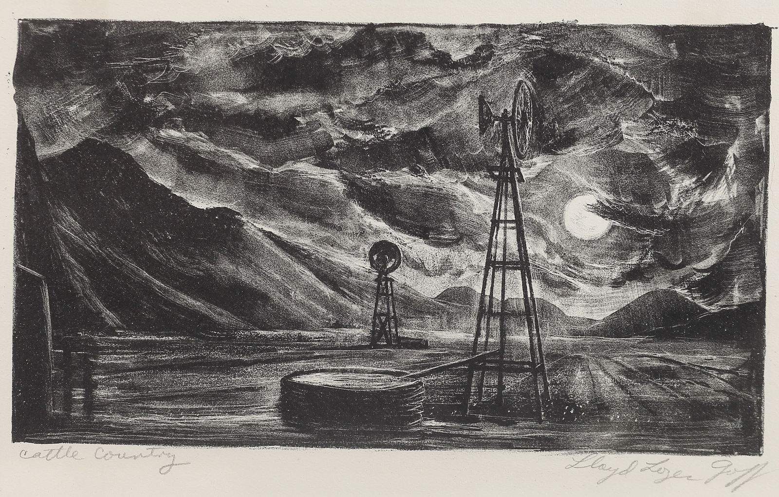 Lloyd Goff (Am. 1908-1982), Cattle Country, lithograph (1 of 1)
