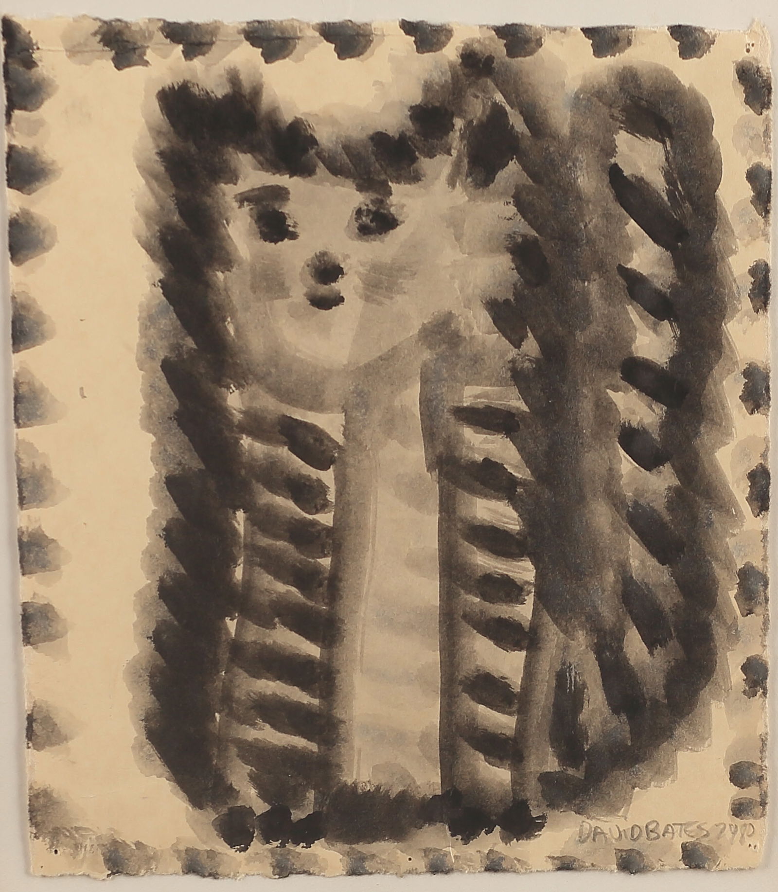 David Bates (Am. b. 1952), Sitting Cat, 1979-80, ink on paper: Sitting Cat, 1979-80, ink on paper, 8 x 7, signed lower right: David Bates 79-80