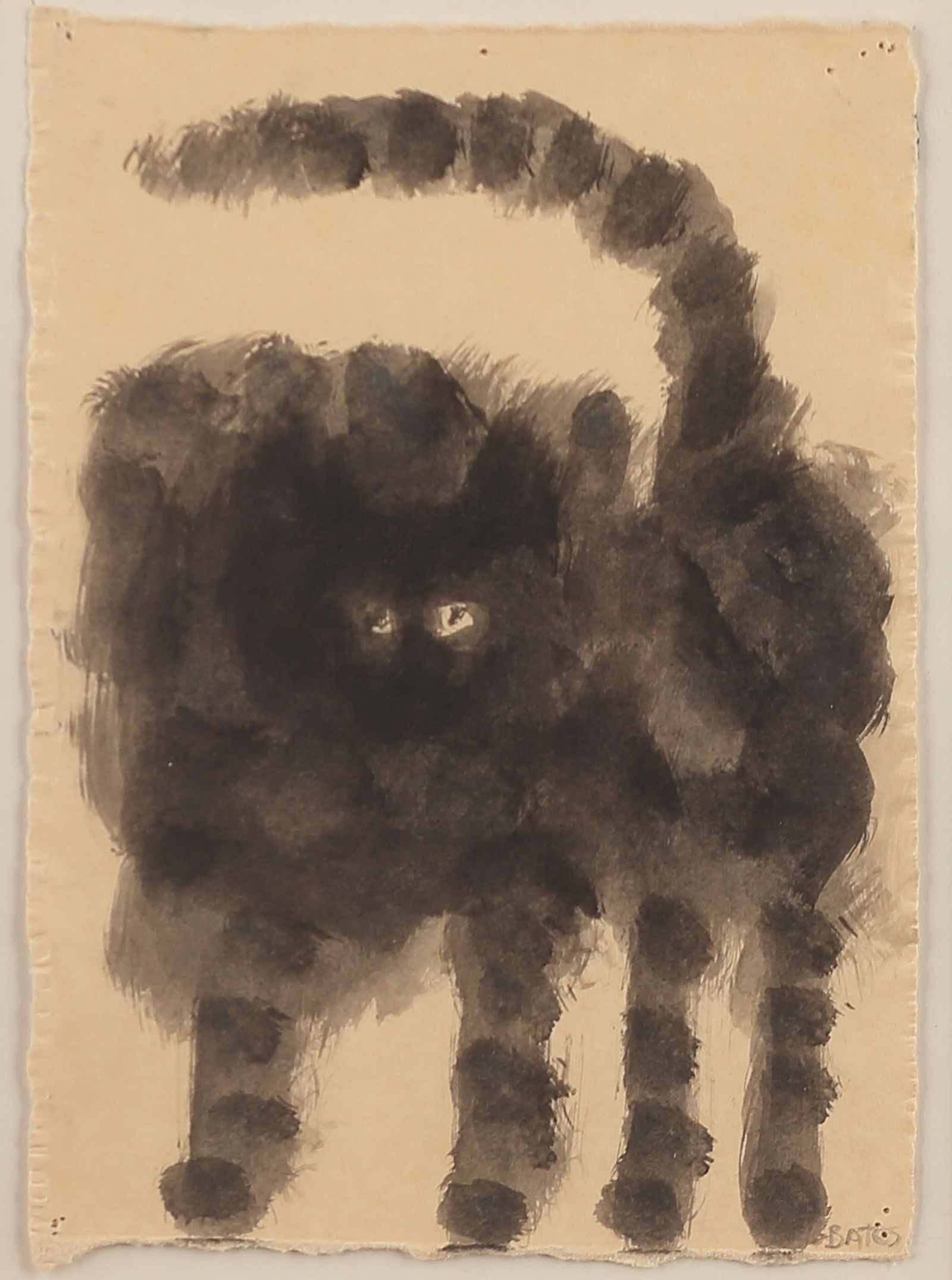 David Bates (Am. b. 1952), Black Cat, 1978-79, ink on paper: Black Cat, 1978-79, ink on paper, 7 1/2 x 5 1/2, signed lower right: Bates