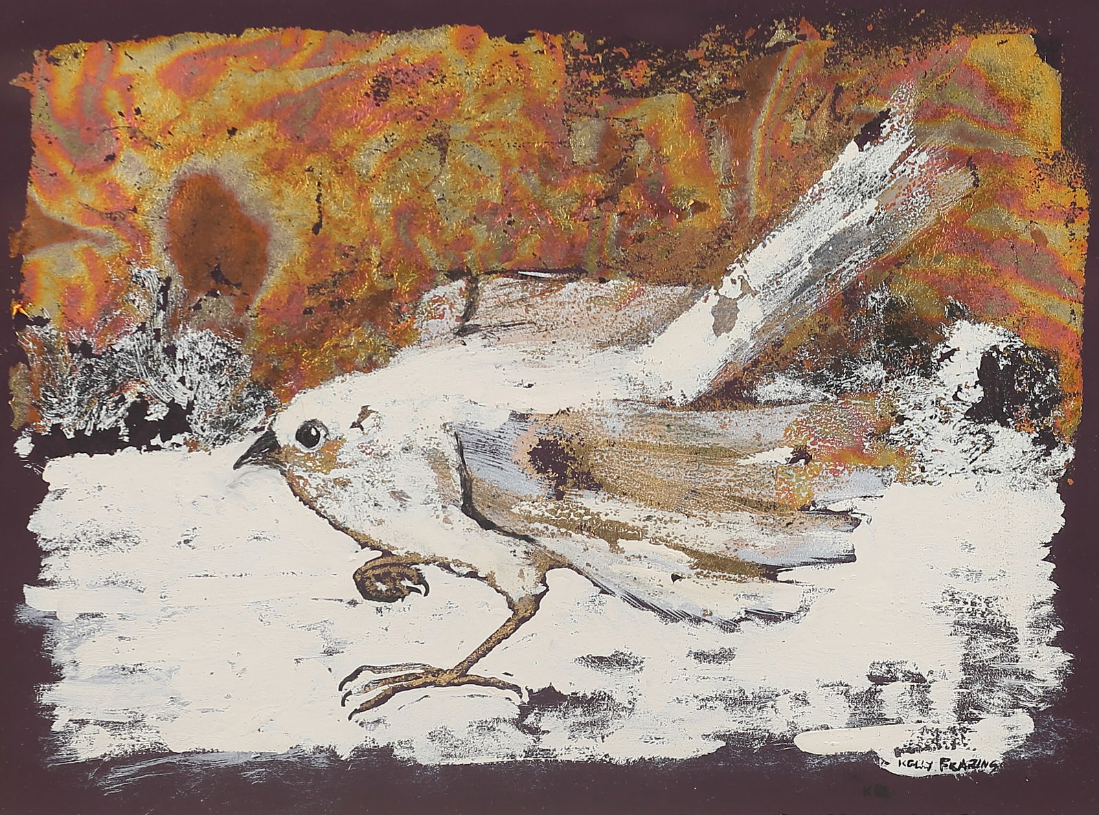 Kelly Fearing (Am. 1918-2011), White Bird, mixed media on paper (1 of 1)