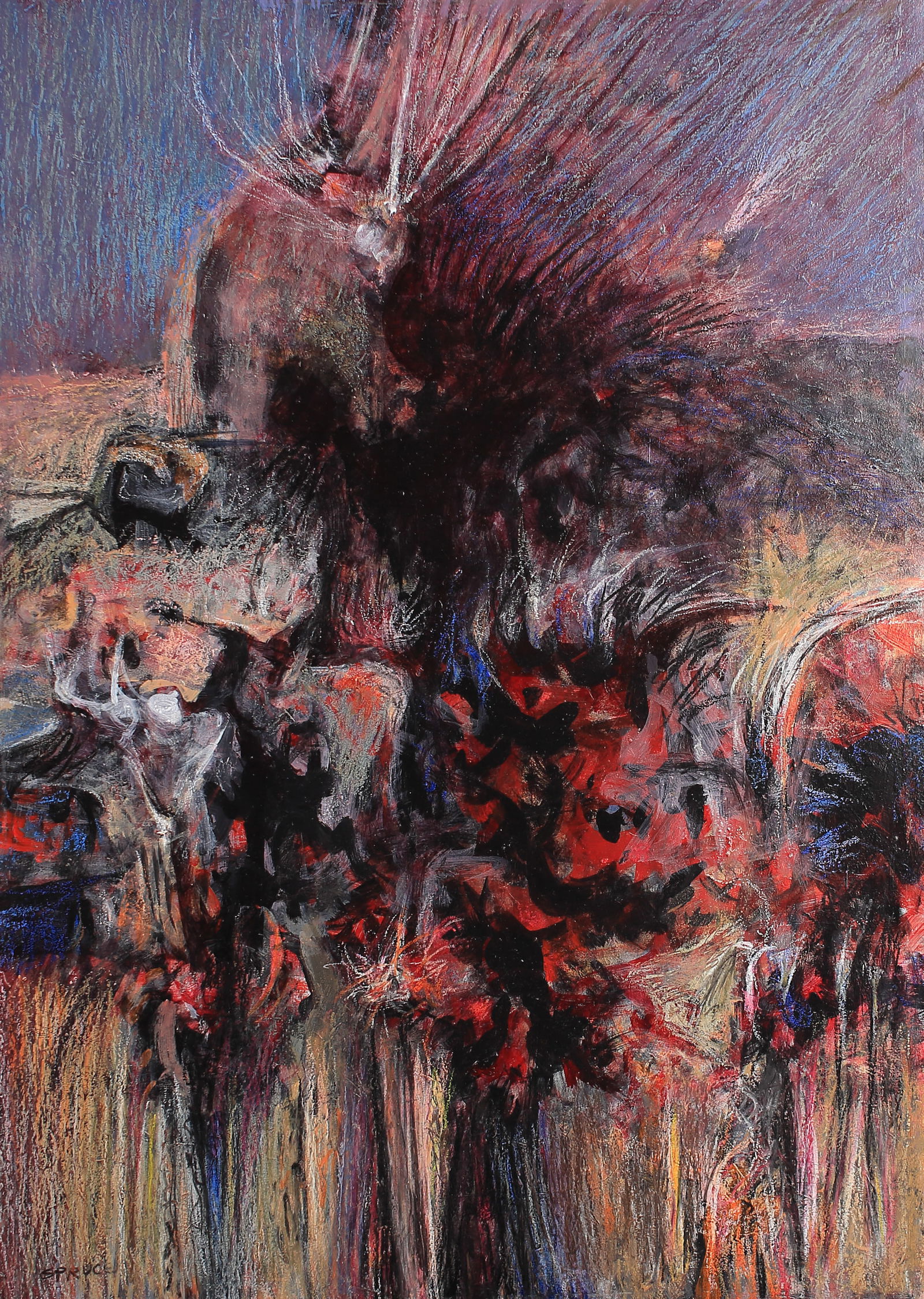 Everett Spruce (Am. 1908-2002), Ledge, 1969, acrylic and oil crayon on masonite (1 of 1)