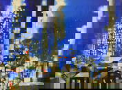 George Grammer (Am. 1928-2019), Night Grid (Handley Electric Plant), 1951, oil on canvas