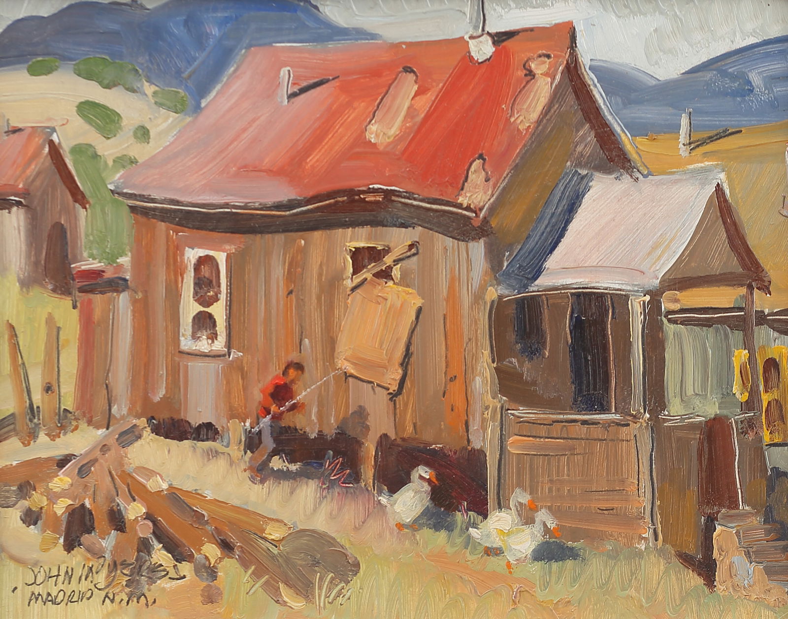 John Moyers (Am. b. 1958), The Escapees, 1988, oil on masonite (1 of 1)