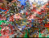 Ben L. Culwell (Am. 1918-1992), Untitled, c. 1953, oil, lacquer, and glass on masonite