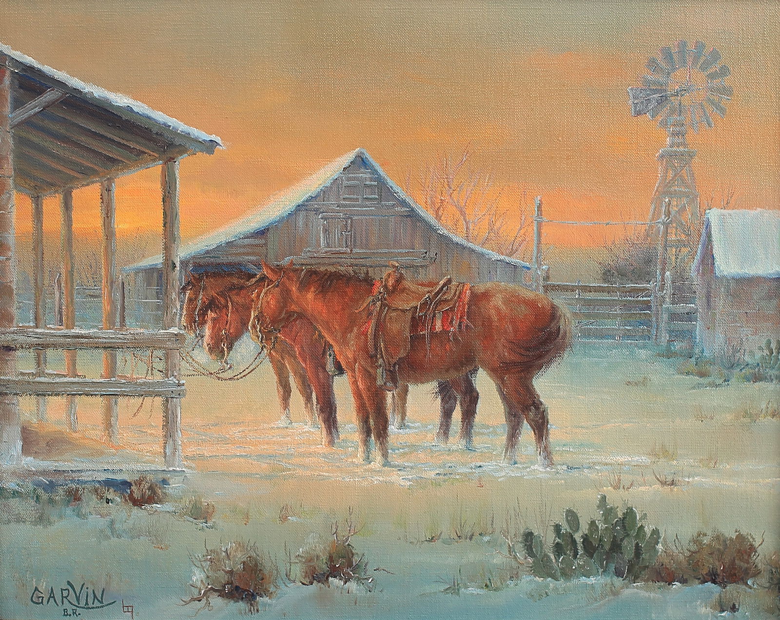 Barbara Garvin (Am. b. 1936), Cold Saddle Sunset, oil on canvas (1 of 3)