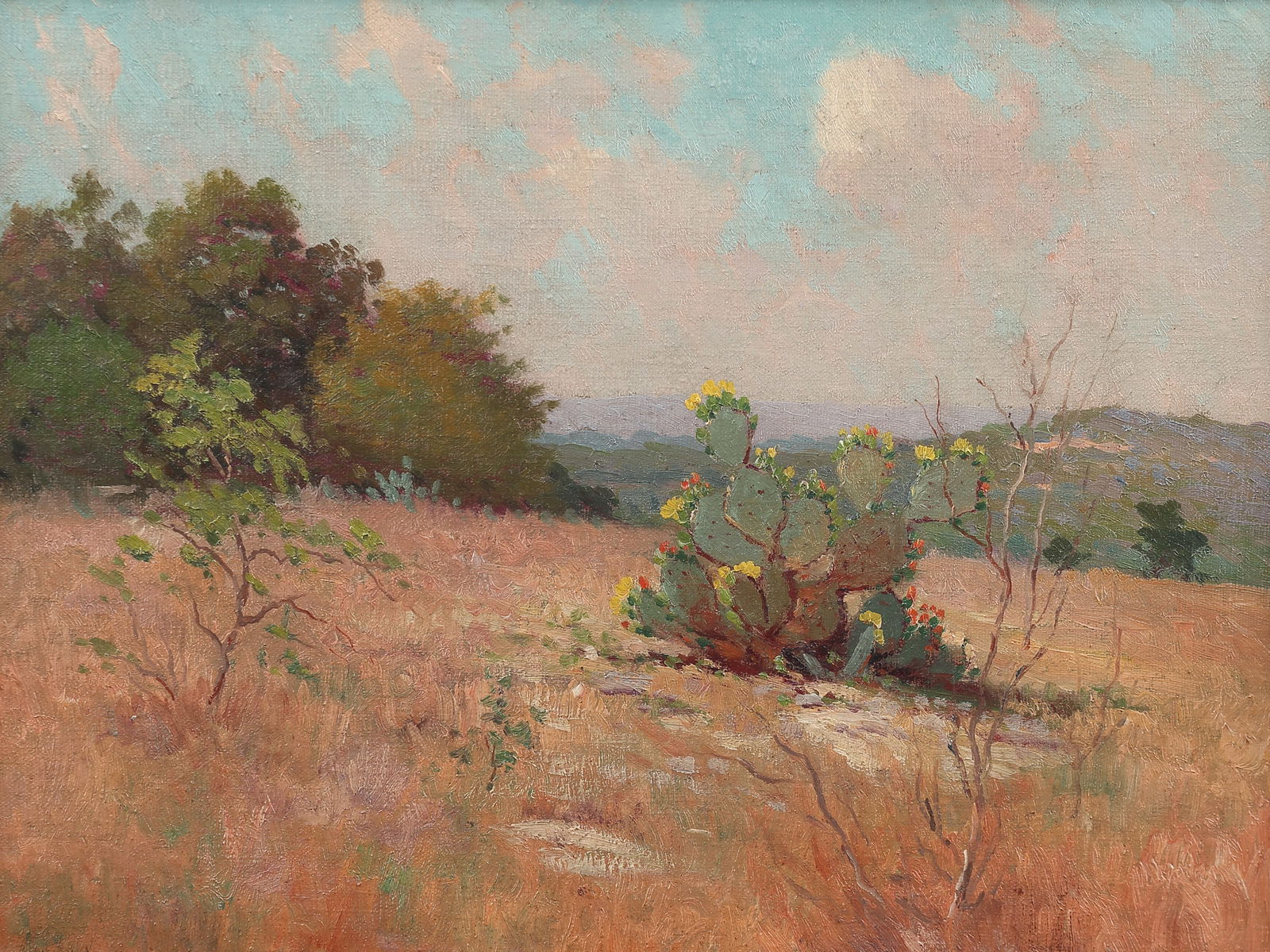 Robert Wood (Am. 1889-1979), Blooming Cactus Landscape, oil on canvas (1 of 2)
