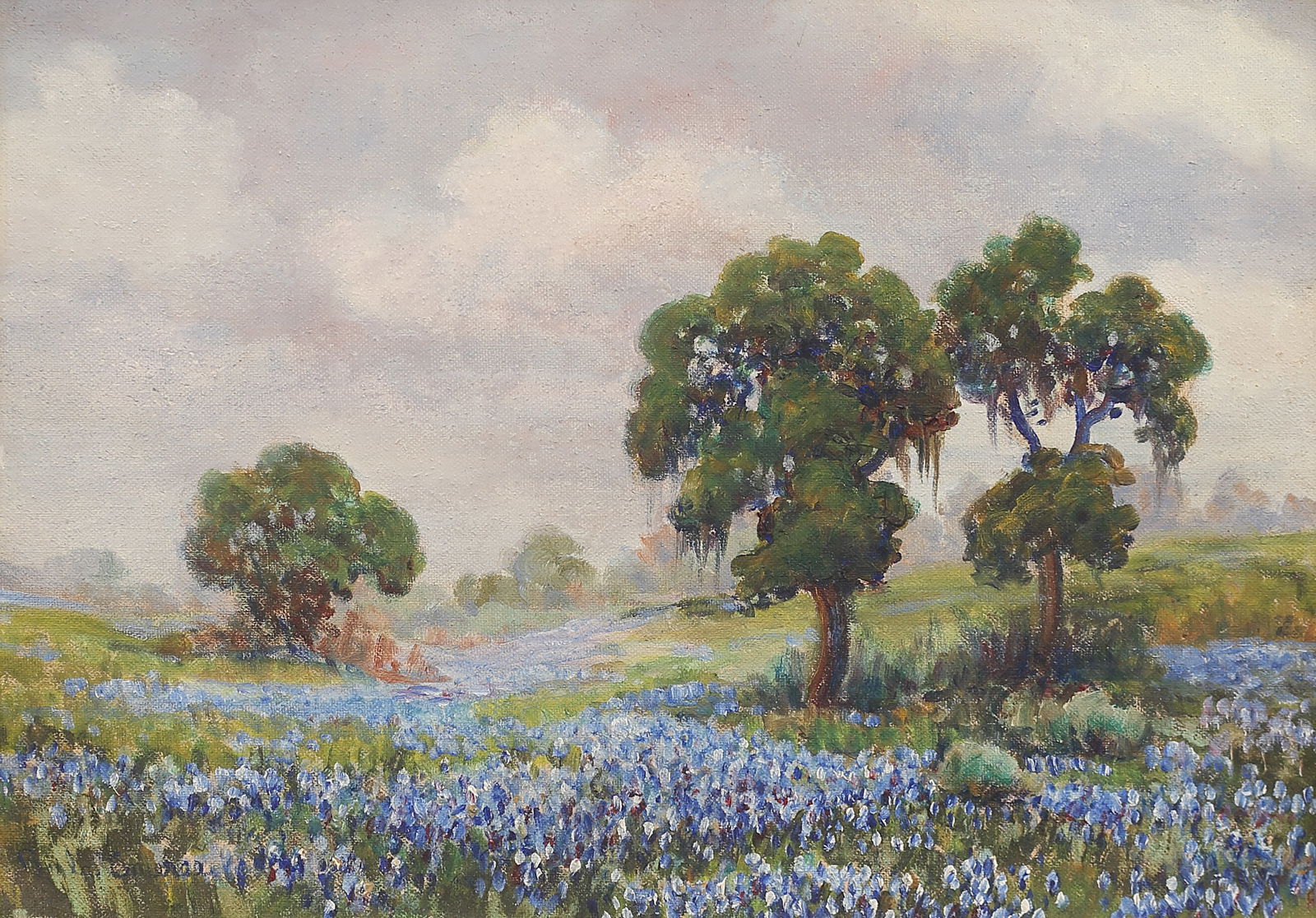 Berla Emeree (Am. 1899-1948), Bluebonnet Landscape, oil on canvasboard (1 of 1)
