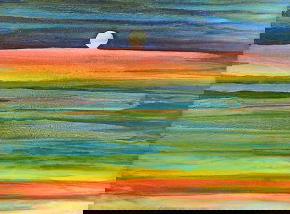 Ralph White (Am. b. 1921), Coastal Moment, 1987, acrylic on board: Coastal Moment, 1987, acrylic on board, 30 x 40 1/2, signed lower right: R. White '87, White was stationed in San Antonio during World War II, as a bomber pilot, flight instructor, and test pilot. Whi