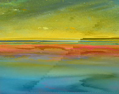 Ralph White (Am. 1921-2004), Horizon, 1983, acylic on illustration board: Horizon, 1983, acylic on illustration board, 11 1/2 x 14, signed on verso: Ralph White, 1983, Horizon Series