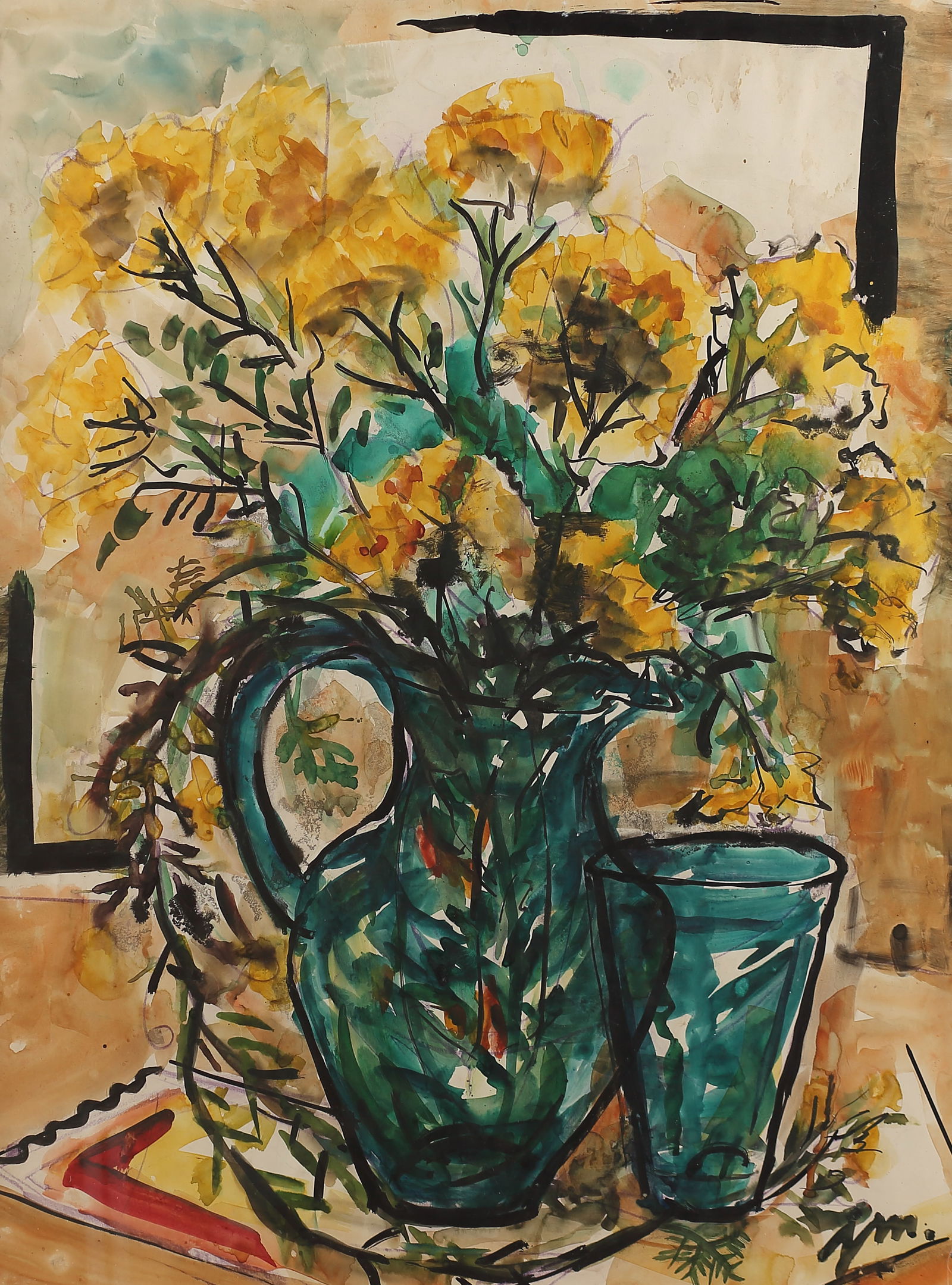 Josephine Mahaffey (Am. 1903-1982), Floral Still Life, watercolor on paper (1 of 1)