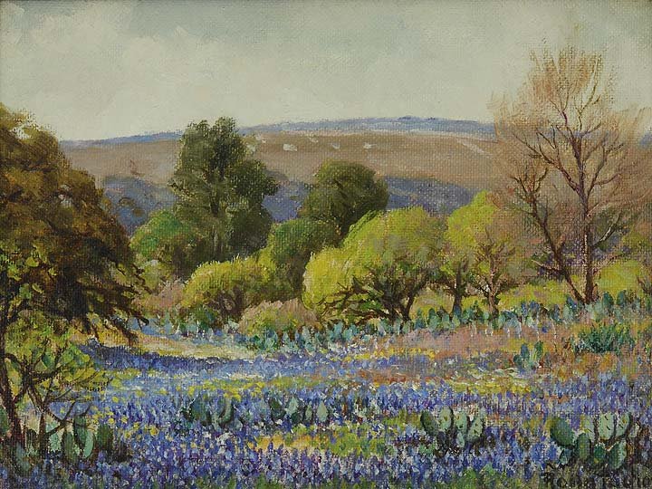 Spring in Texas: Artist: Taylor, Rolla (Am. 1871-1970) Title: Spring in Texas Medium: oil on canvasboard Dimensions: 9 x 12 Signed: lower right: Rolla Taylor