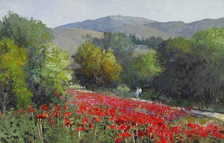 Country Estate: Artist: Wallis, Kent (Am. 1945-) Title: Country Estate Medium: oil on canvas Dimensions: 30 x 40 Signed: lower right: Kent Wallis