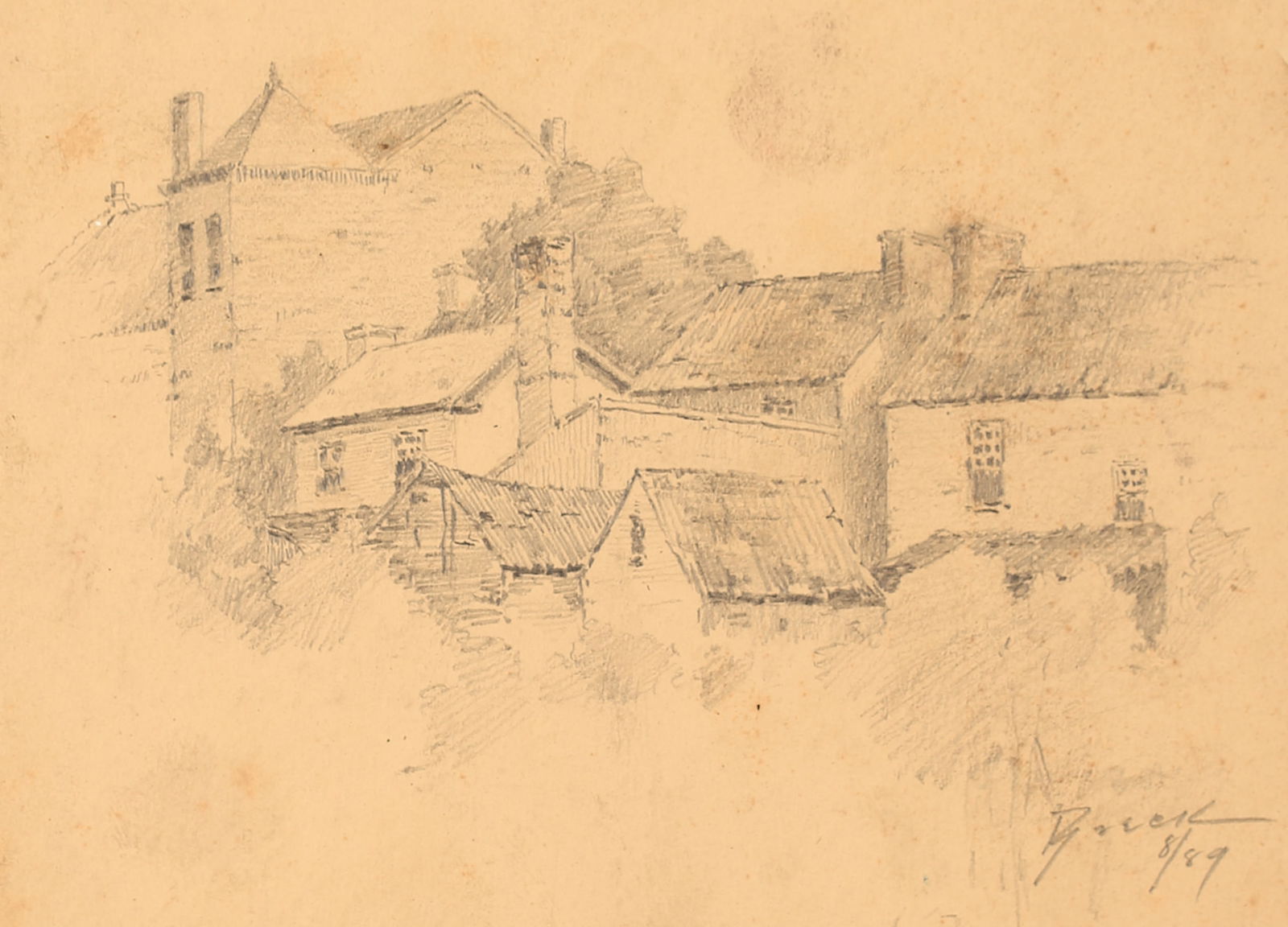 Hugh Breckenridge (Am. 1870-1937), Set of Four Works: Housetops, 1889 (1 of 4)