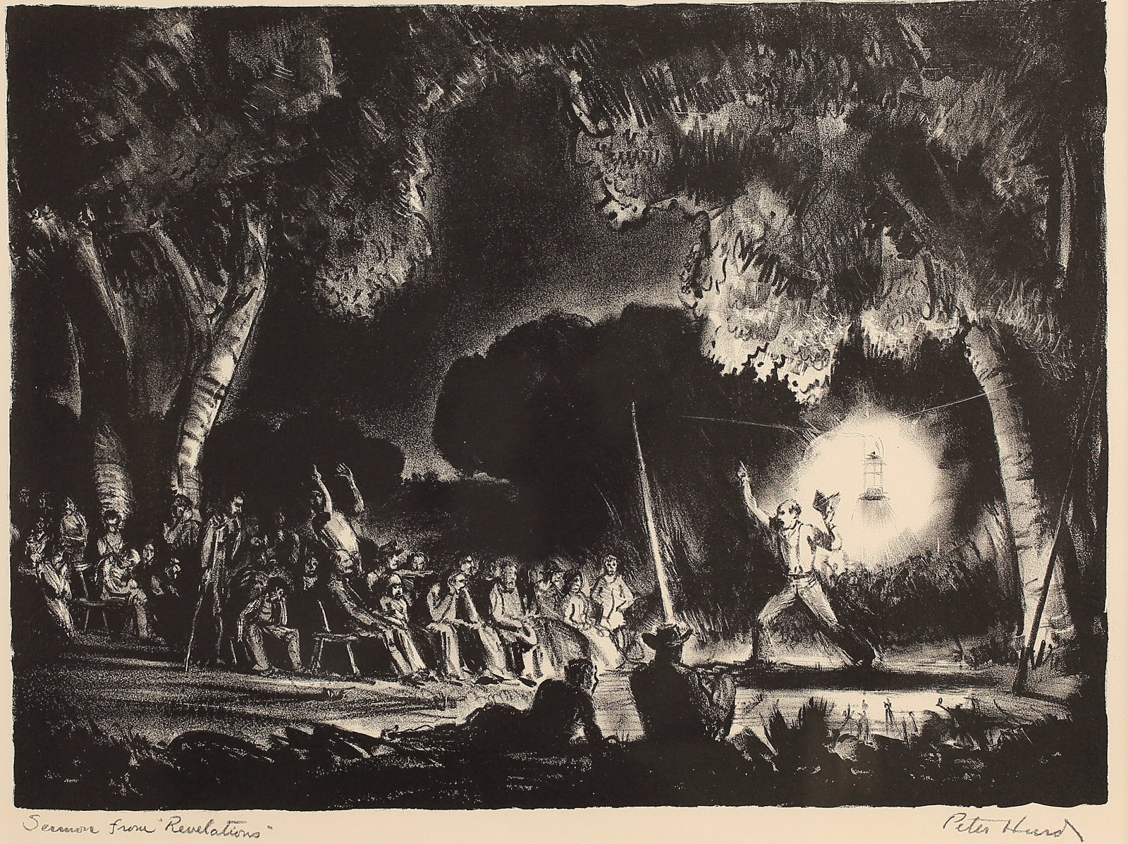 Peter Hurd (Am. 1904-1984), Sermon from Revelations, ed. 250: Peter Hurd (Am. 1904-1984), Sermon from Revelations, ed. 250, lithograph 9 7/8 x 13 3/8, signed across bottom: Sermon from "Revelations", Peter Hurd, PROVENANCE: John L. Nau, III, Houston, TX