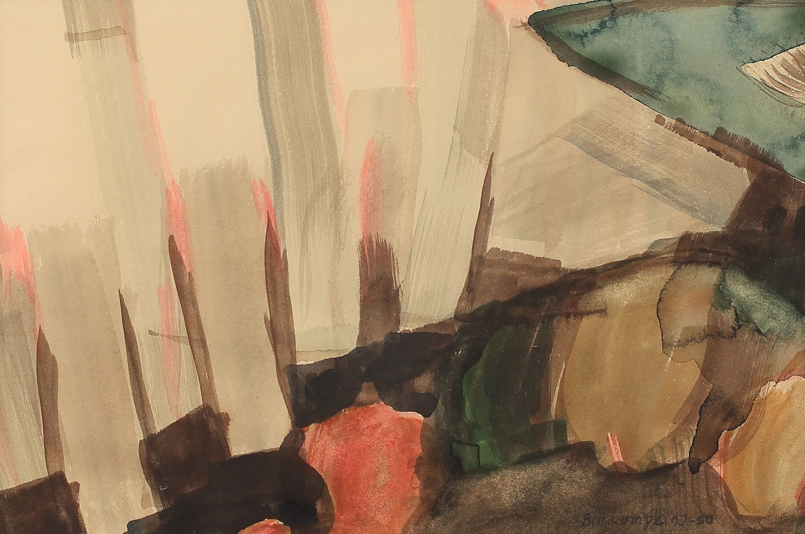 William (Bill) Lumpkins (Am. 1908-2000), Set of Two Works: Abstract - Santa Fe, 1950 (1 of 2)