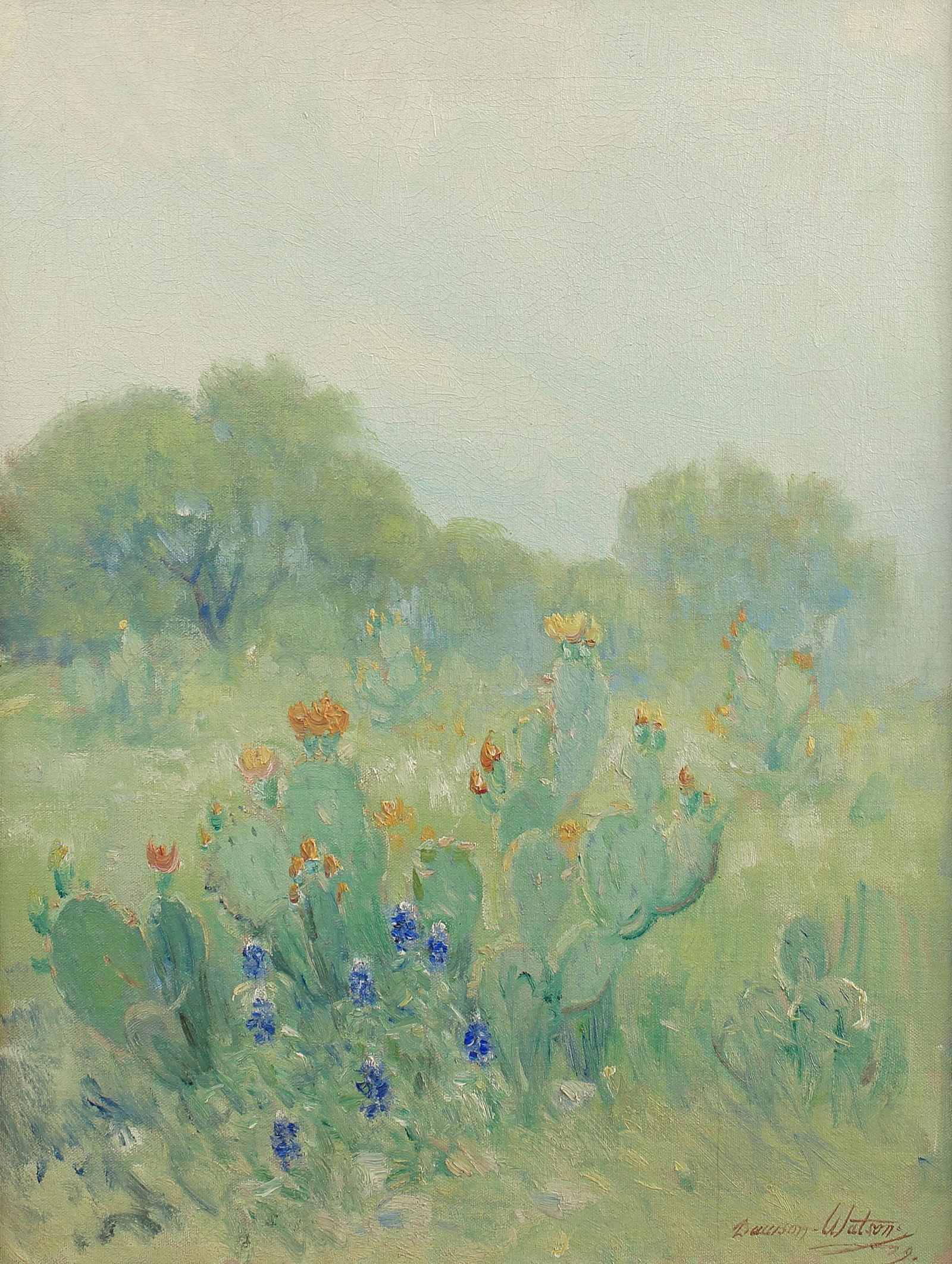 Dawson Dawson-Watson (Am. 1864-1939), Prickly Pear Cactus and Bluebonnets, 1929 (1 of 1)