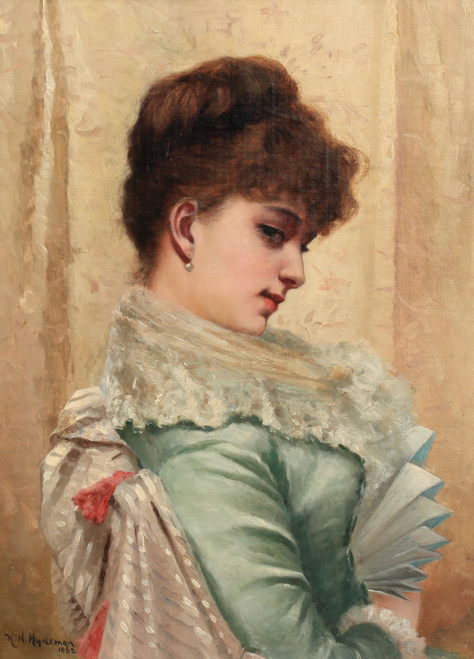 Herman Hyneman (Am. 1849-1907), Woman with Fan, 1882 (1 of 1)