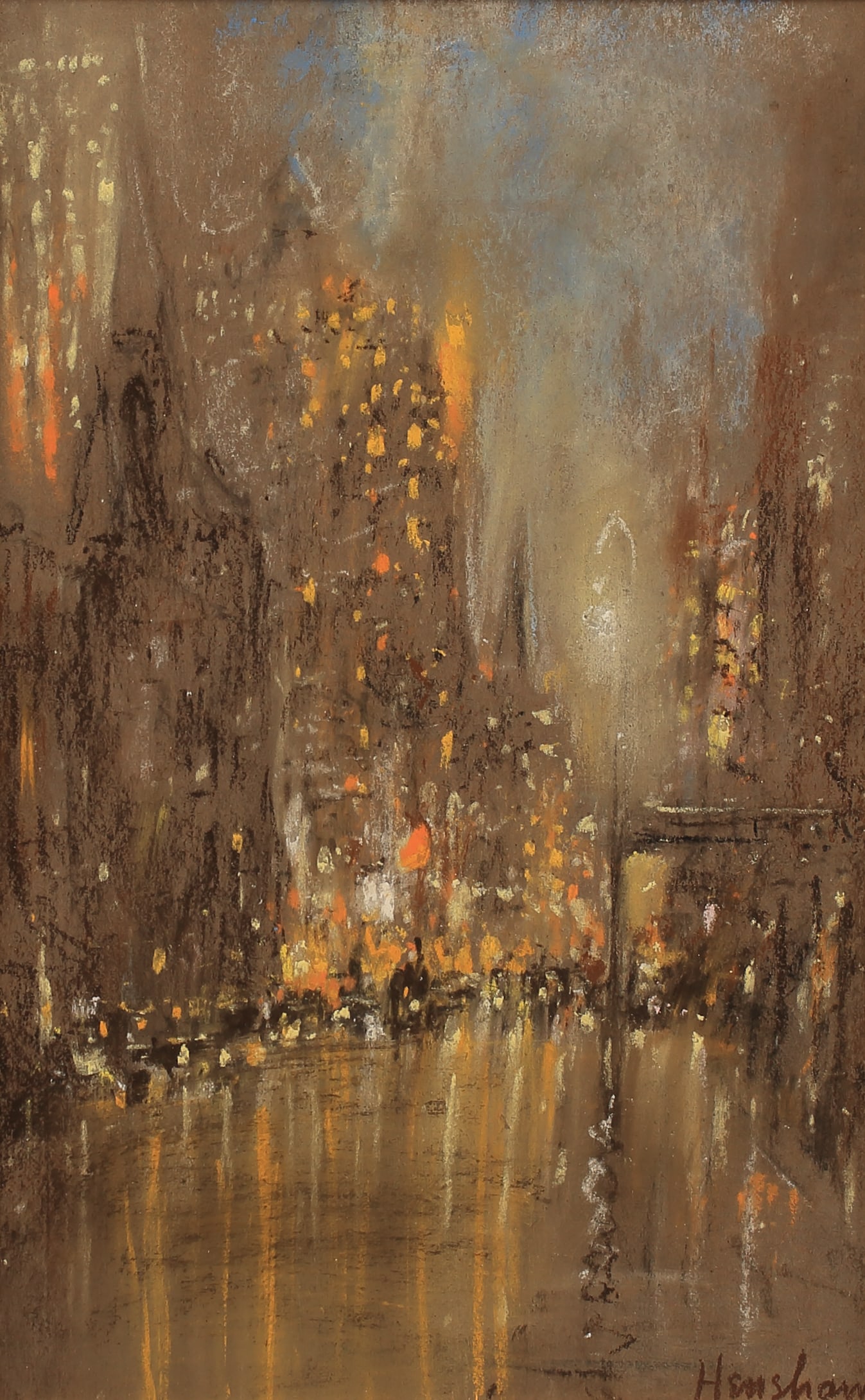Glenn Cooper Henshaw (Am. 1880-1946), A City in the Rain (1 of 5)