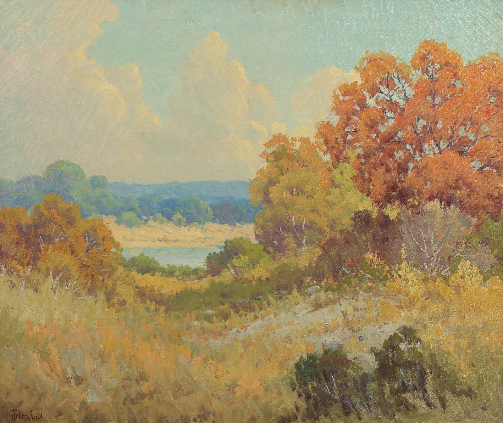 Robert Wood (Am. 1889-1979), Autumn Landscape: Robert Wood (Am. 1889-1979), Autumn Landscape, oil on canvas 25 x 30, signed lower left: Robt Wood