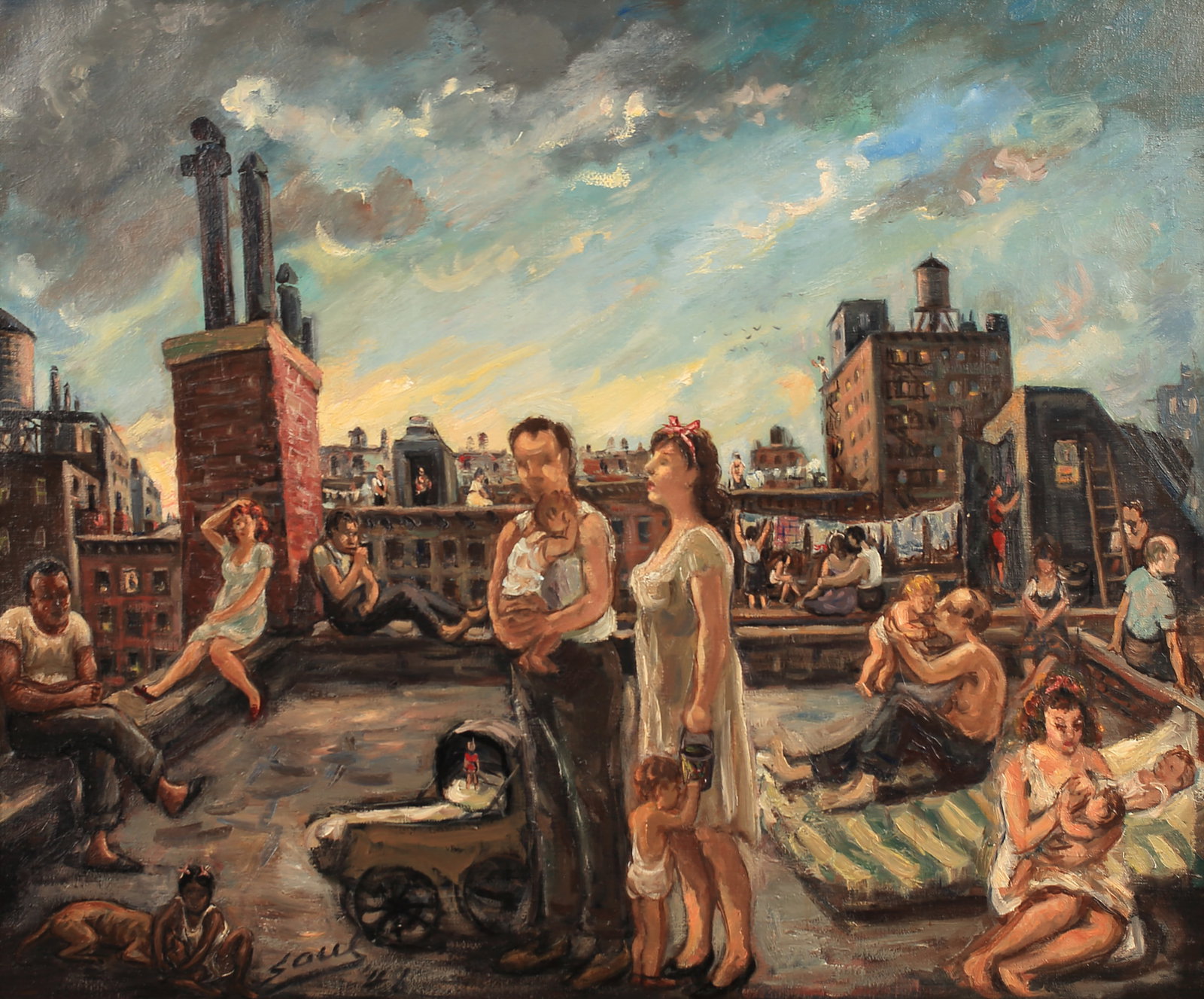 Saul Kovner (Am. 1904-1981), Hot Summer Night, 1948 (1 of 1)