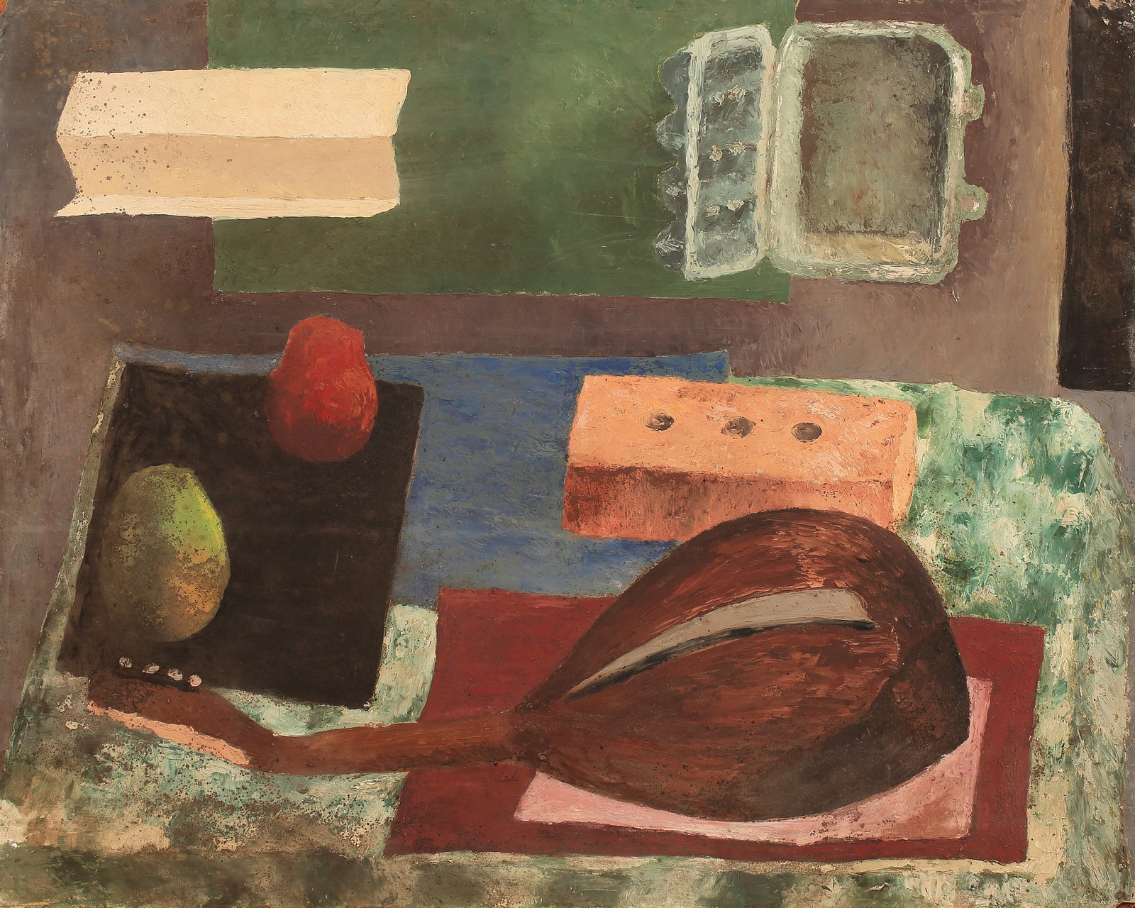 Adair Ramsey Sutherland (Am. 1930-2018), Lute Still Life: Adair Ramsey Sutherland (Am. 1930-2018), Lute Still Life, casein on masonite 24 x 30, signed on verso: Adair Ramsey