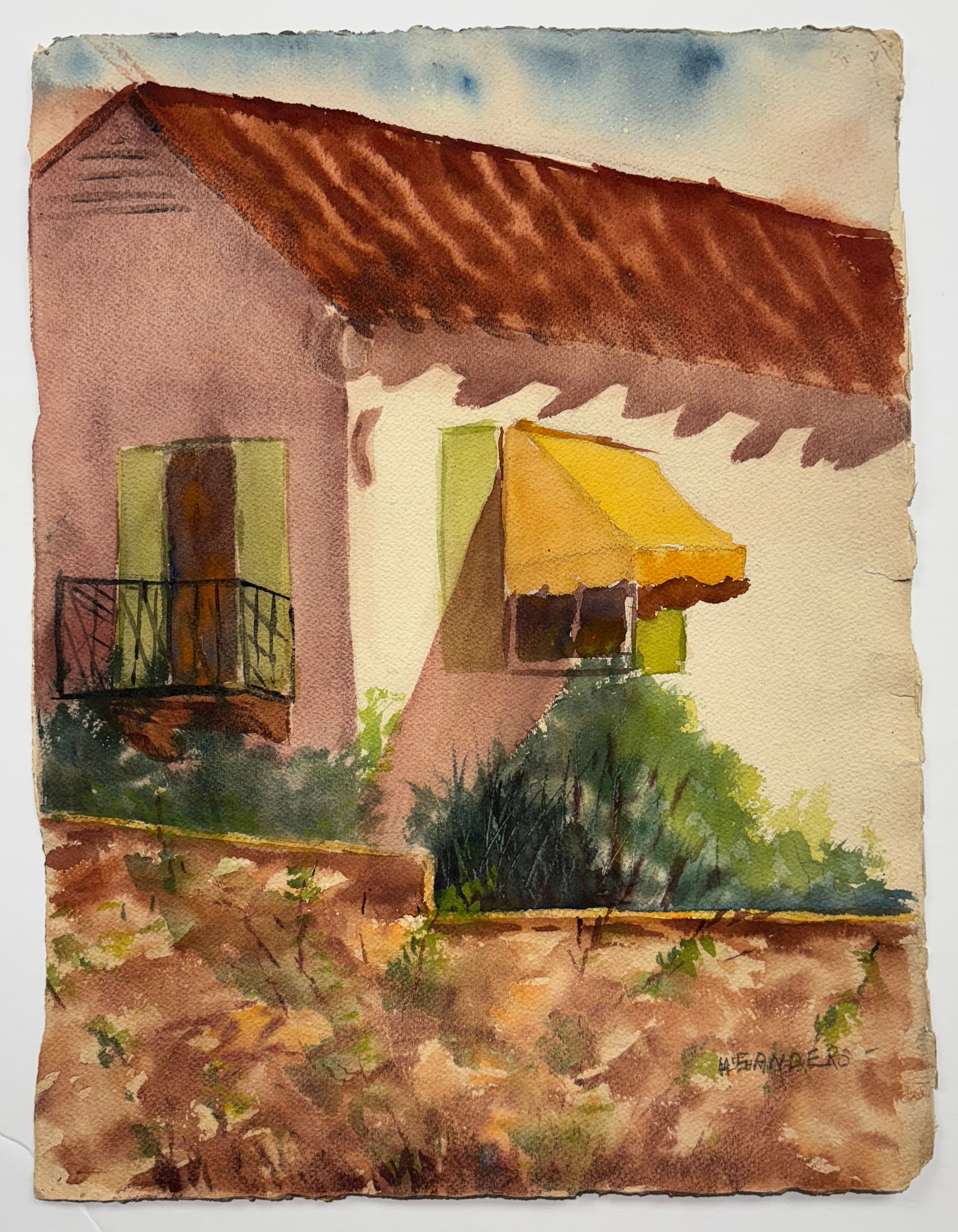 Hedwyn Sanders (Am. 1885-1951), Set of Two Works: (a) Adobe, watercolor on paper 9 3/4 x 13 1/2, - 2