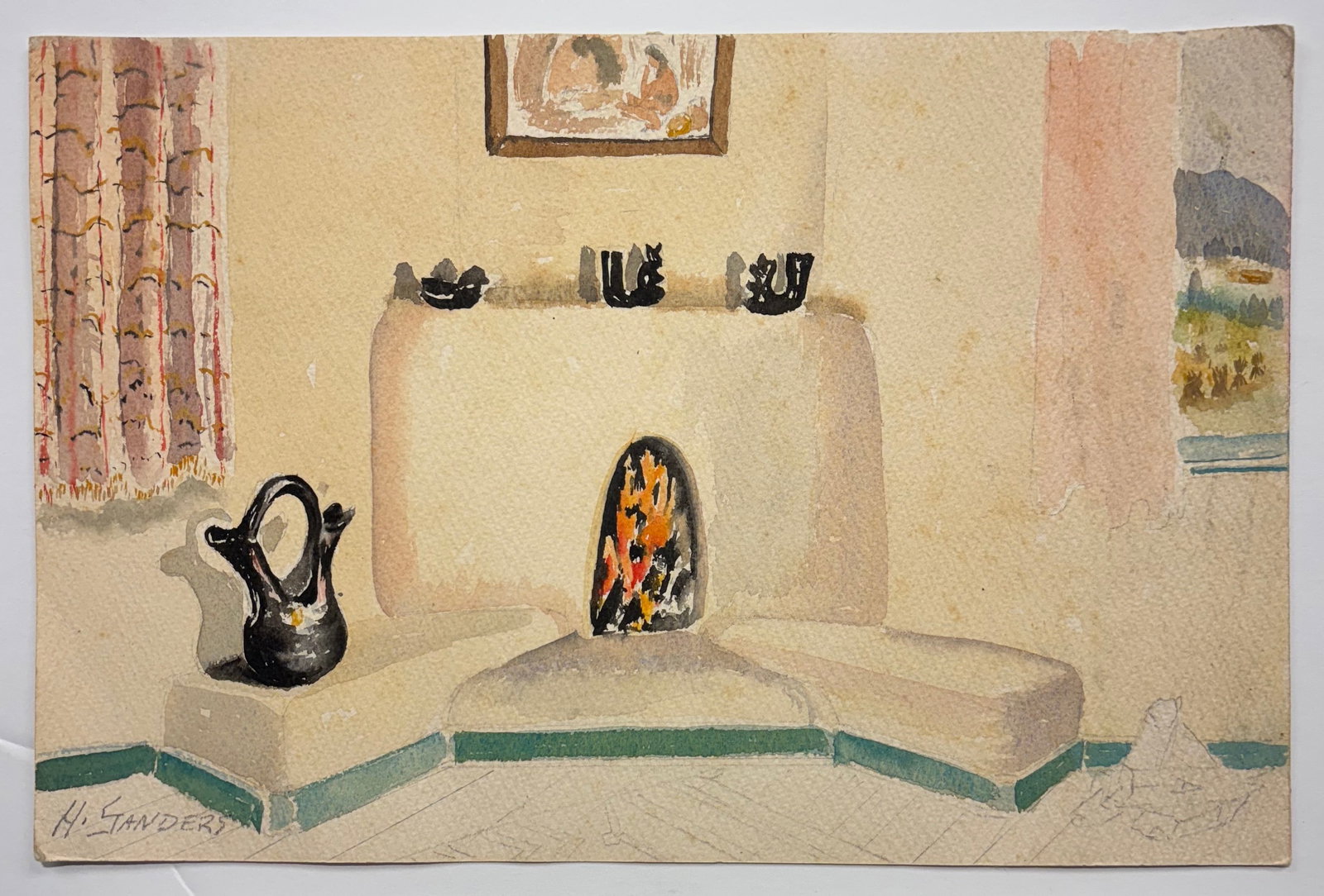 Hedwyn Sanders (Am. 1885-1951), Set of Two Works: (a) The Cookstove, oil on canvs board 9 1/2 x 6 - 2