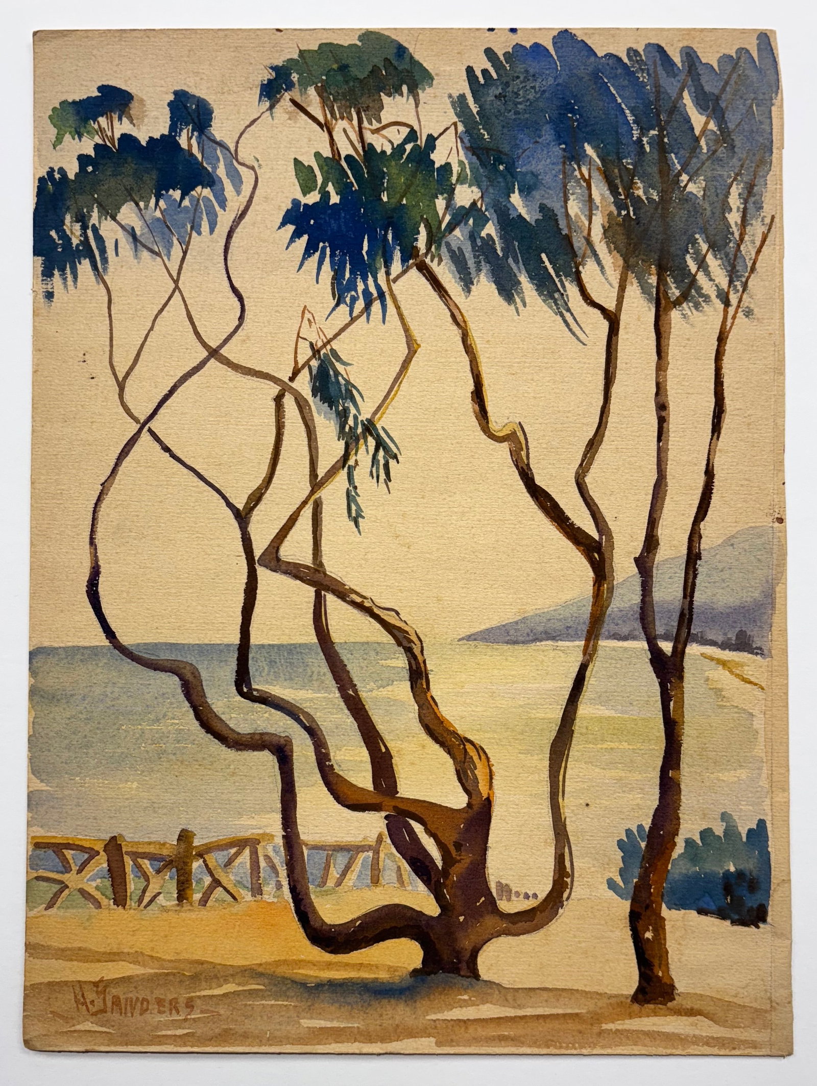 Hedwyn Sanders (Am. 1885-1951), Set of Four Works: (a) An Afternoon in the Park, watercolor on paper - 2