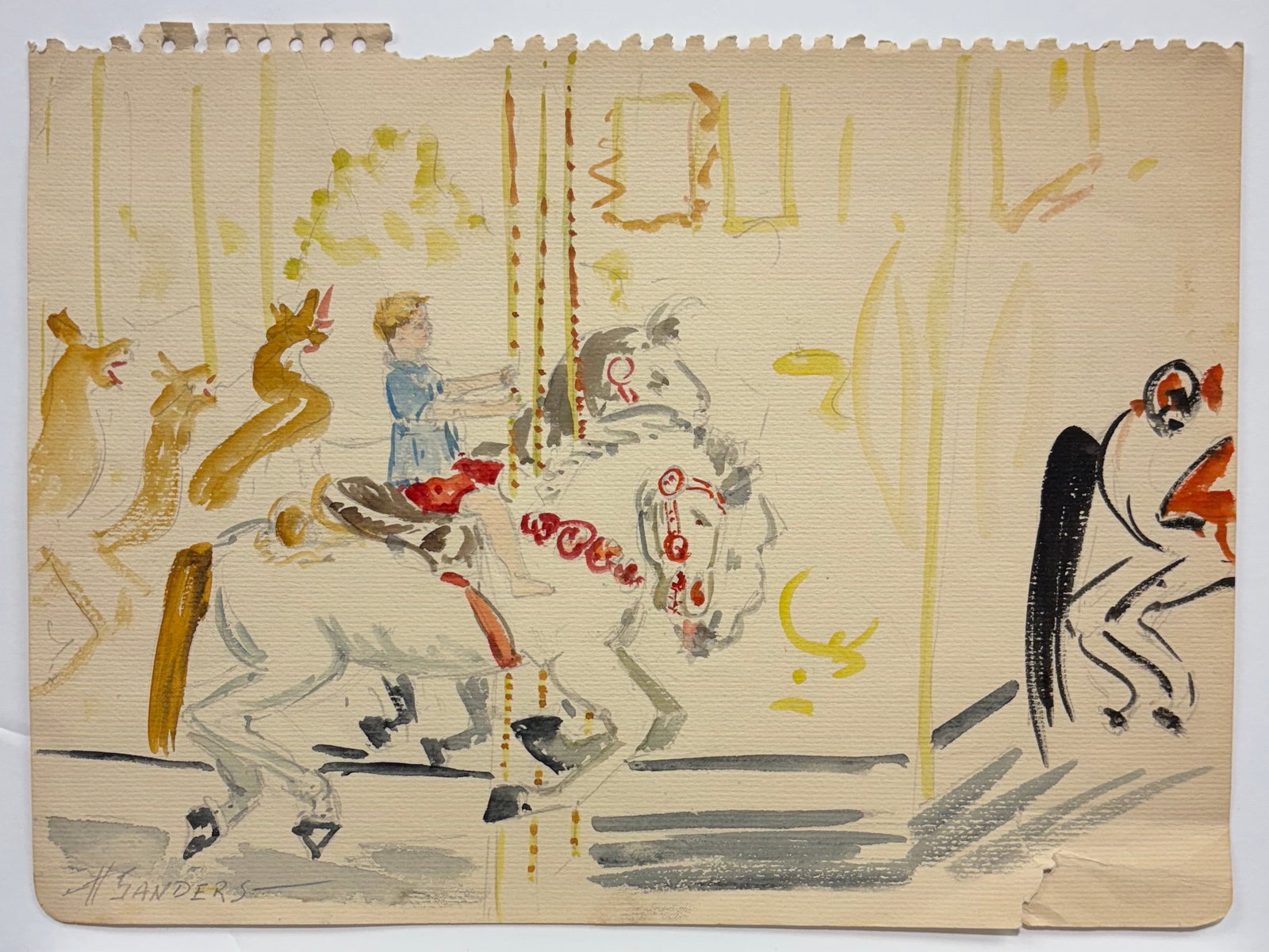 Hedwyn Sanders (Am. 1885-1951), Set of Four Works: (a) An Afternoon in the Park, watercolor on paper - 3