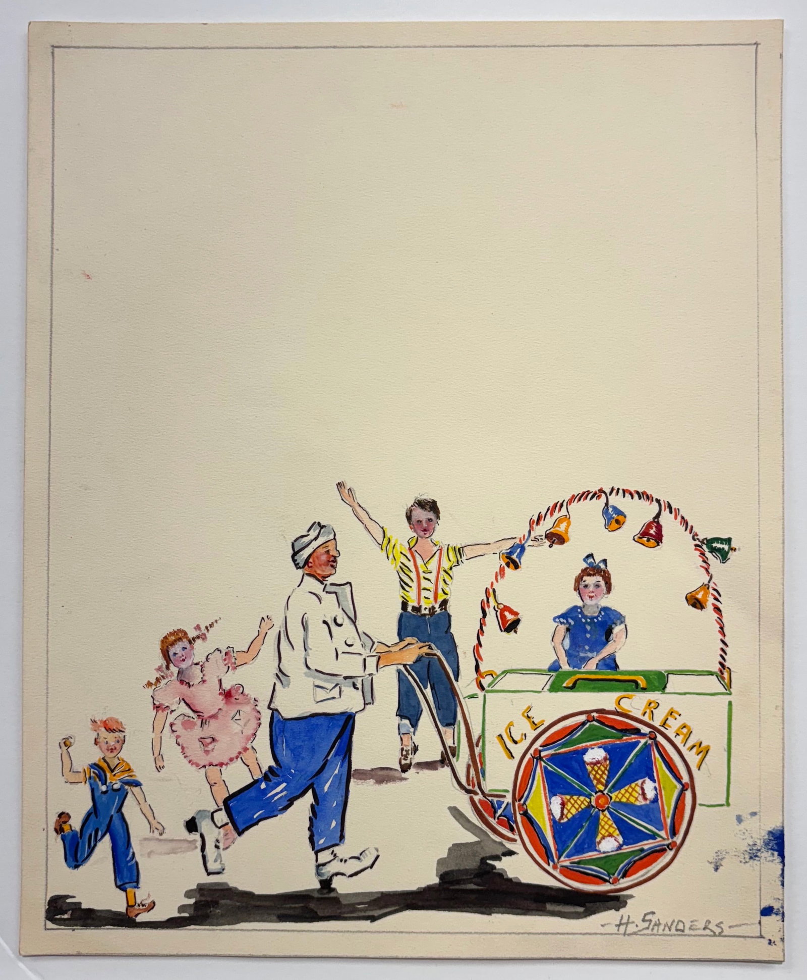 Hedwyn Sanders (Am. 1885-1951), Set of Four Works: (a) An Afternoon in the Park, watercolor on paper - 4