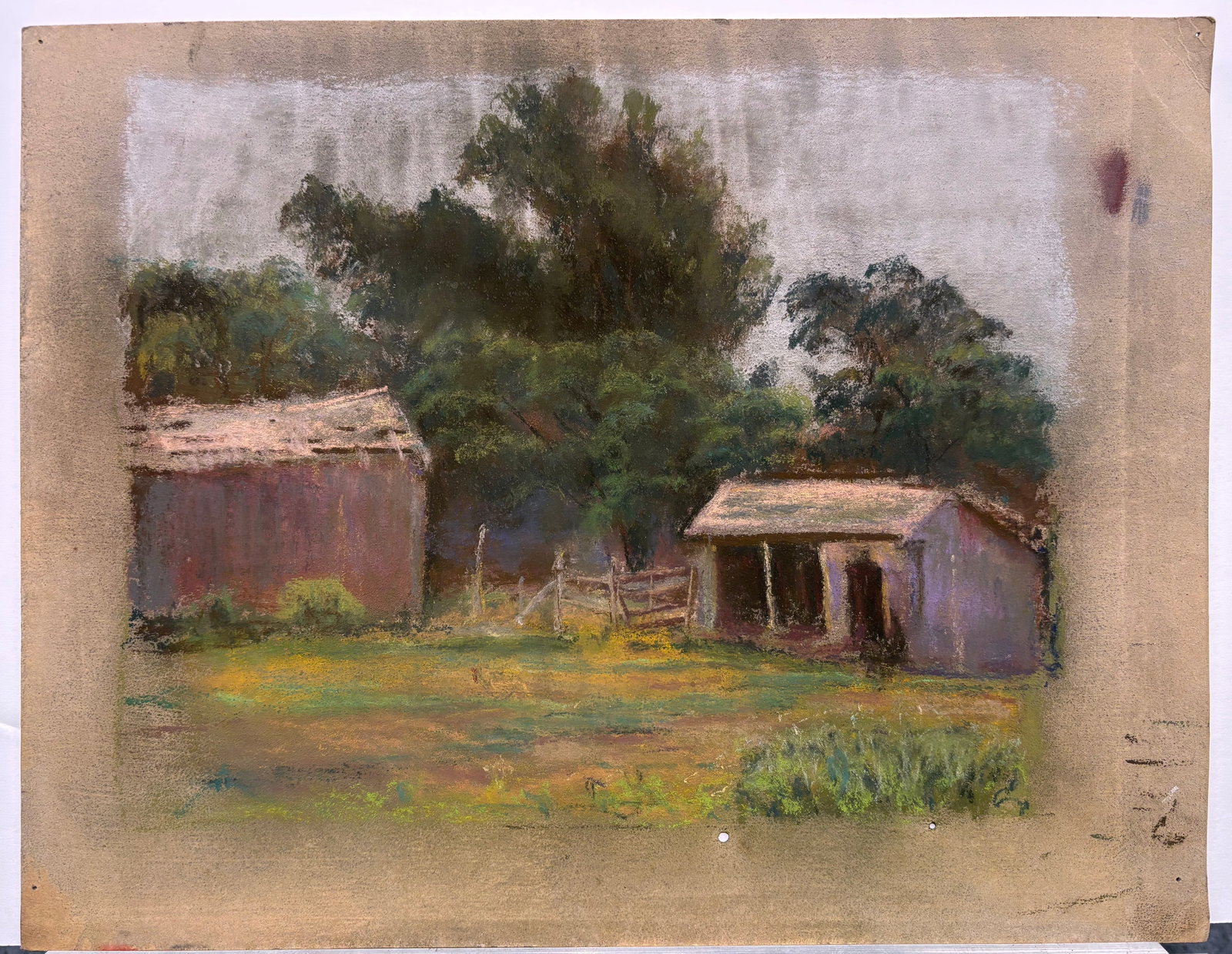 Jessie Walton (Am. 1904-1993), Set of Two Works: (a) Farm with Tree, Summer 1954, pastel on paer 8 - 2