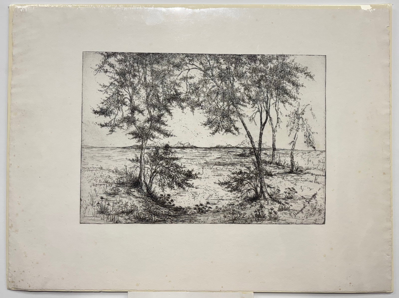 Margaret Scruggs-Carruth (Am. 1892-1988), Landscape with Trees: Landscape with Trees, etching, 9 x 12 7/8, signed in the plate lower right: Margaret Scruggs