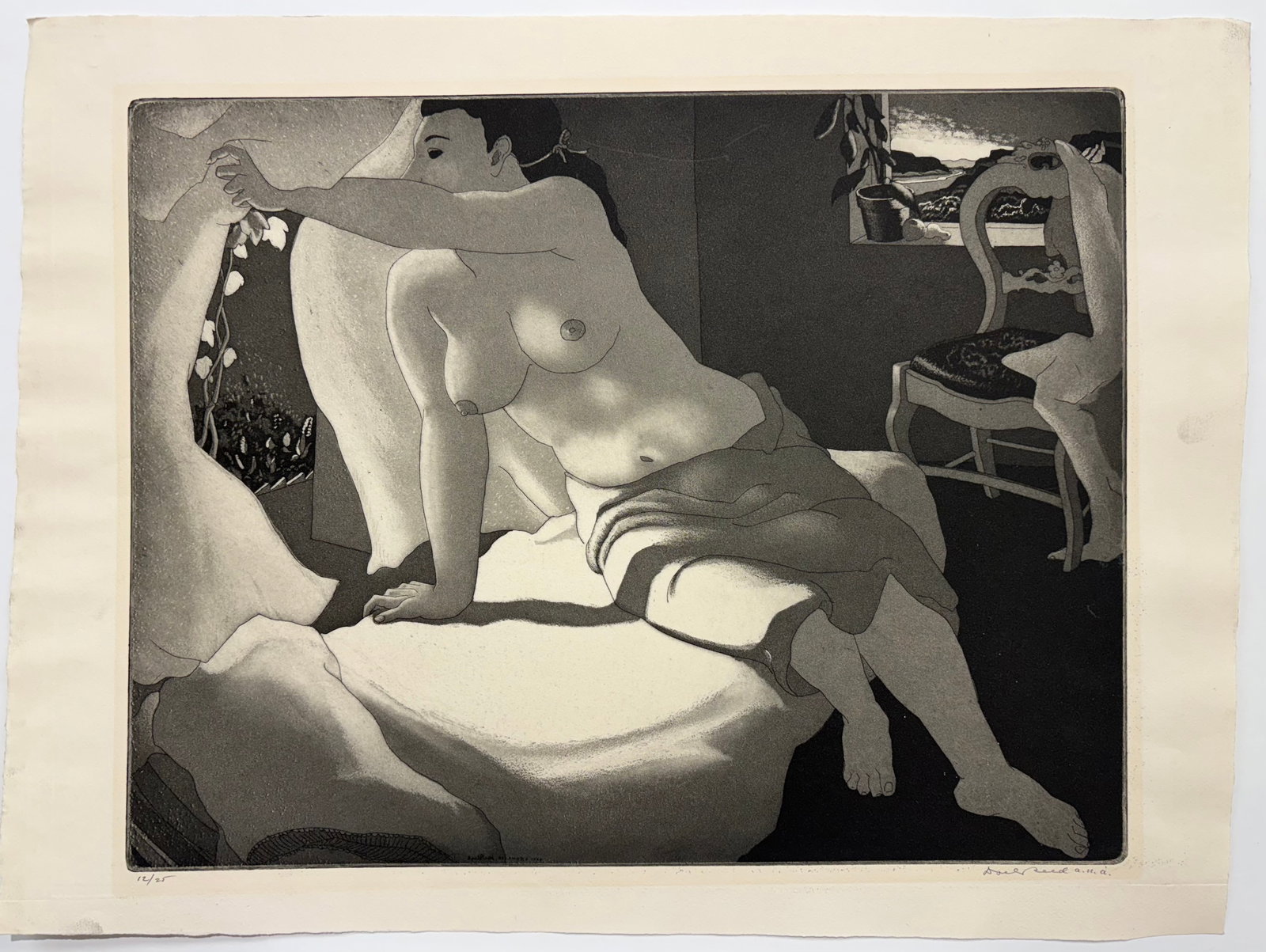 Doel Reed (Am. 1894-1985), A Woman by a Window, ed. 25: A Woman by a Window, ed. 25, aquatint, 13 x 16 3/4, signed across bottom: 12/25, Doel Reed a.n.a.