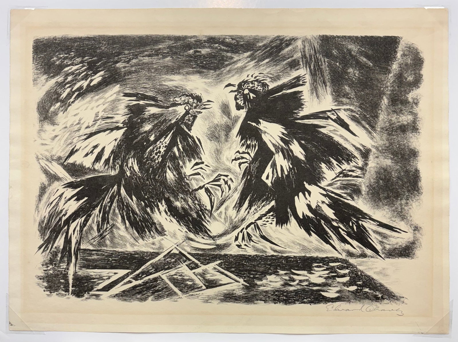Edward Chavez (Am. 1917-1995), Fighting Cocks, 1947 (1 of 1)