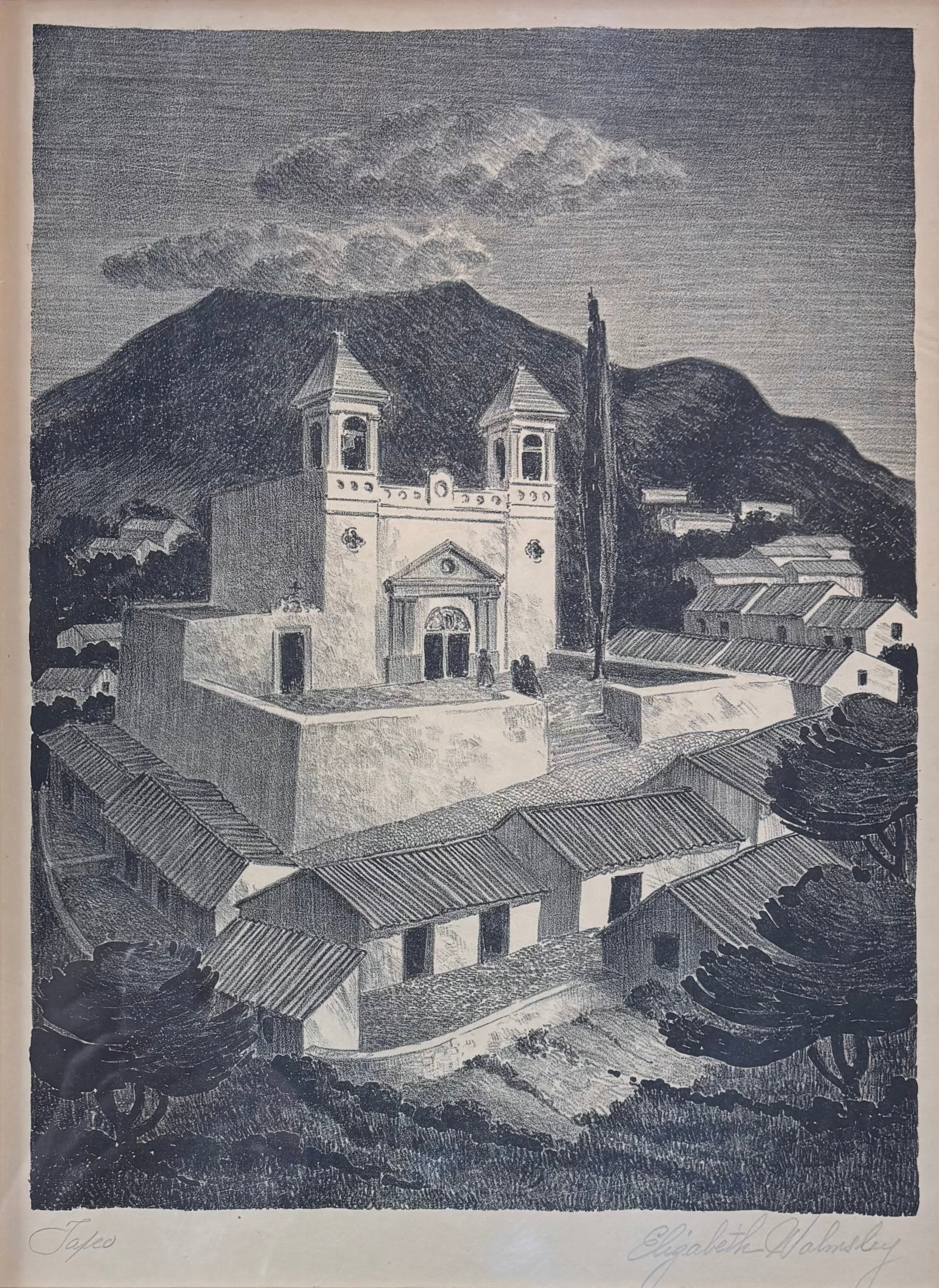 Elizabeth Walmsley (Am. 1900-1993), Taxco: Taxco, lithograph, 13 x 9 3/4, signed across bottom: Taxco, Elizabeth Walmsley
