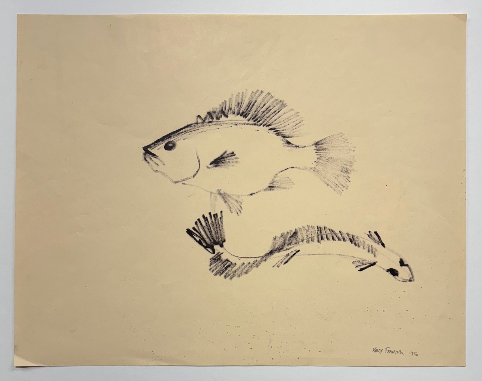 Kelly Fearing (Am. 1918-2011), Set of Three Works: (a) Fish, 1956, marker on paper 11 x 14, signed (1 of 3)