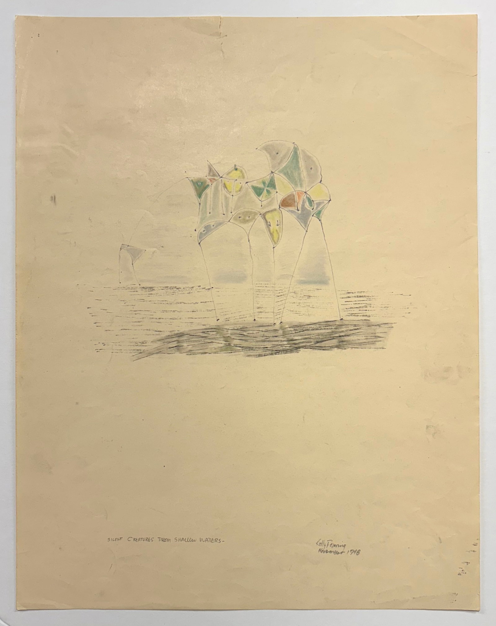 Kelly Fearing (Am. 1918-2011), Set of Three Works: (a) Fish, 1956, marker on paper 11 x 14, signed - 2
