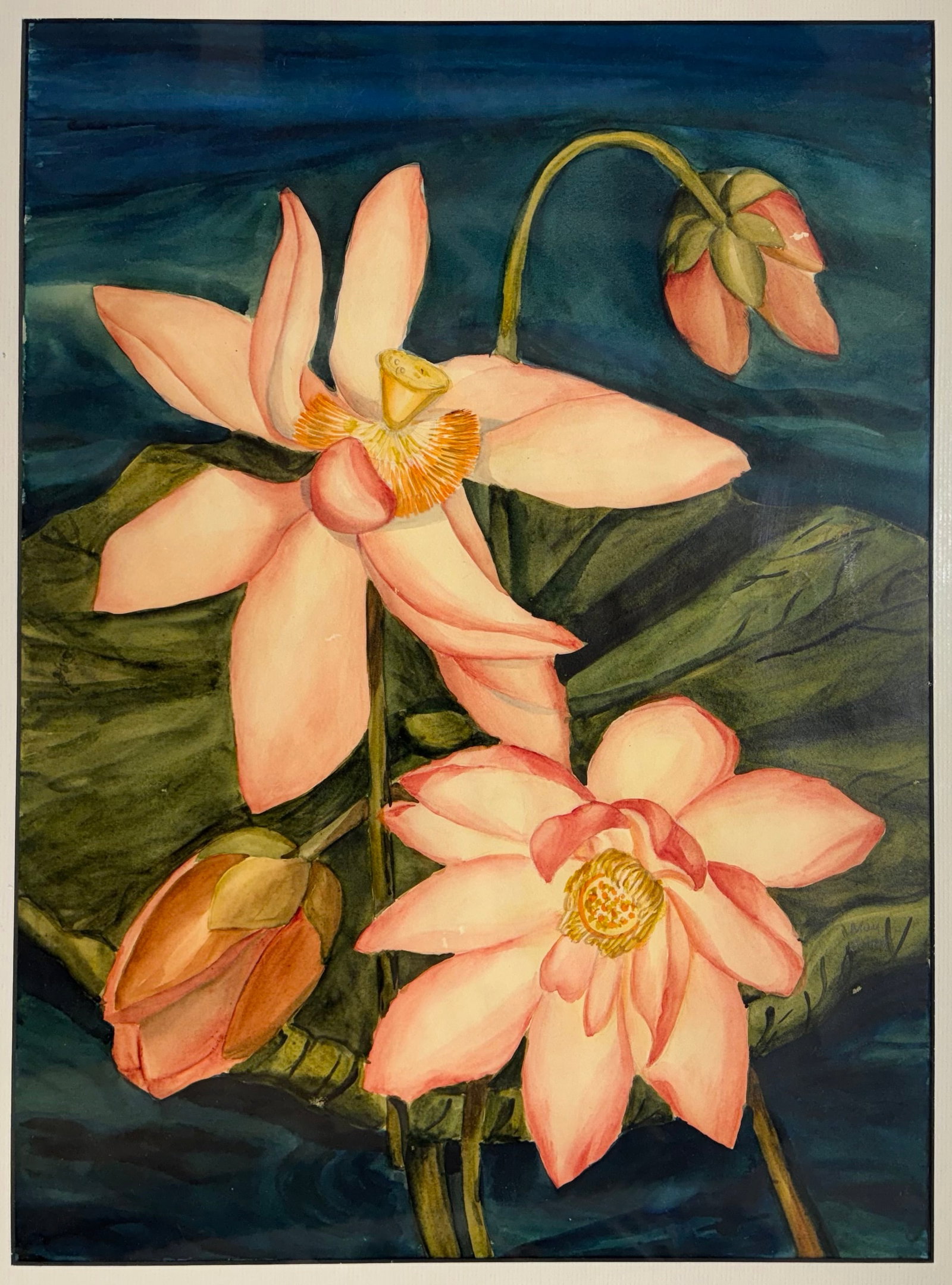 May Schow (Am. 1895-1976), Lilies: Lilies, watercolor on paper, 19 1/2 x 14 1/2, signed lower right: May Schow