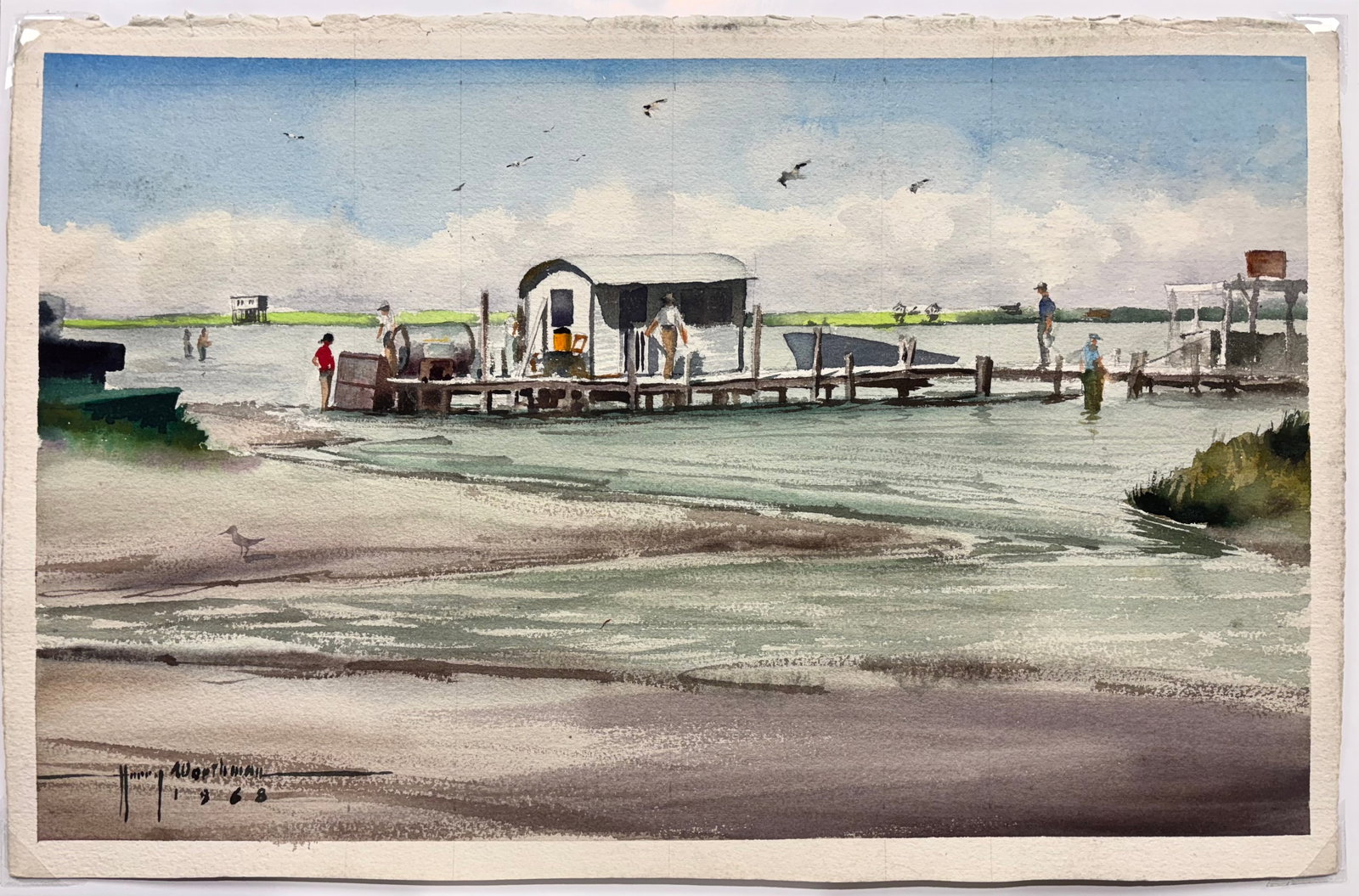Harry Worthman (Am. 1909-1989), Set of Three Works: (a) Texas Coastline, 1968, watercolor on paper: Set of Three Works: (a) Texas Coastline, 1968, watercolor on paper 13 x 21, signed and dated lower left: Harry Wothman, 1968; (b) Tide, 1932, watercolor on paper 5 x 8, signed lower left: Harry Worthm