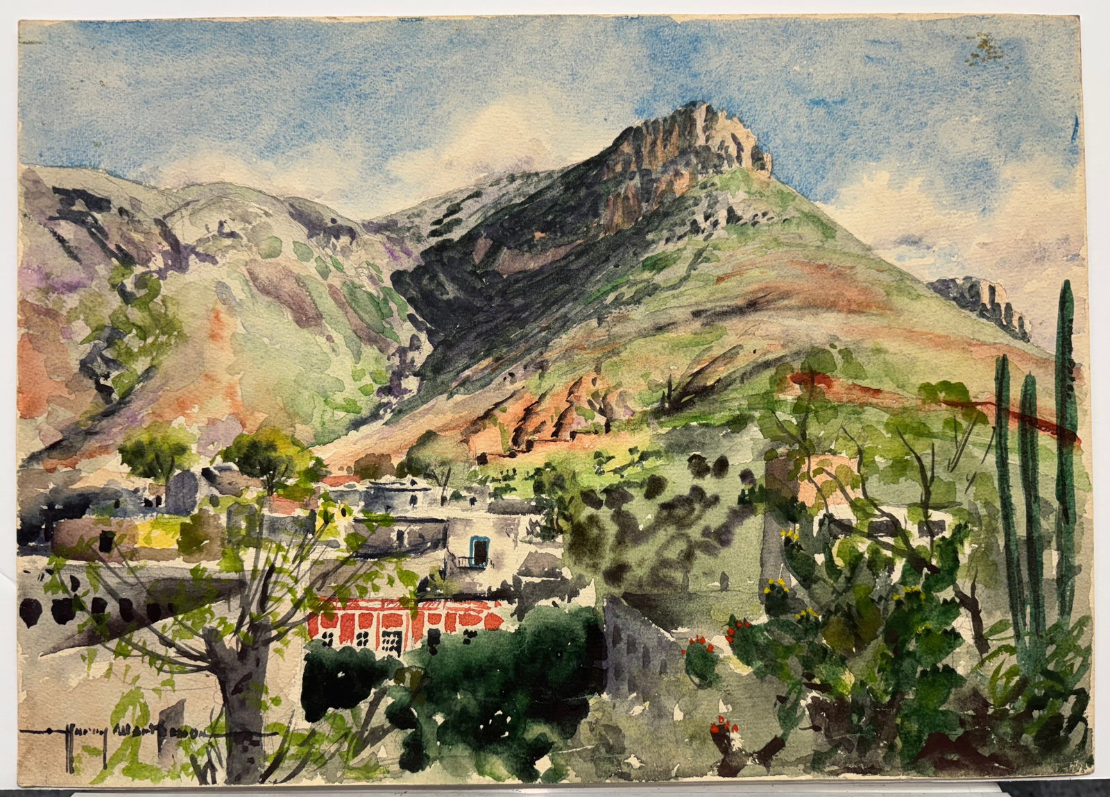 Harry Worthman (Am. 1909-1989), Set of Three Works: (a) Landscape, watercolor on paper 10 x 14,: Set of Three Works: (a) Landscape, watercolor on paper 10 x 14, signed lower left: Harry Worthman; (b) Antelope, 1962, watercolor on paper 10 1/2 x 13 3/4, signed and dated lower left: Harry