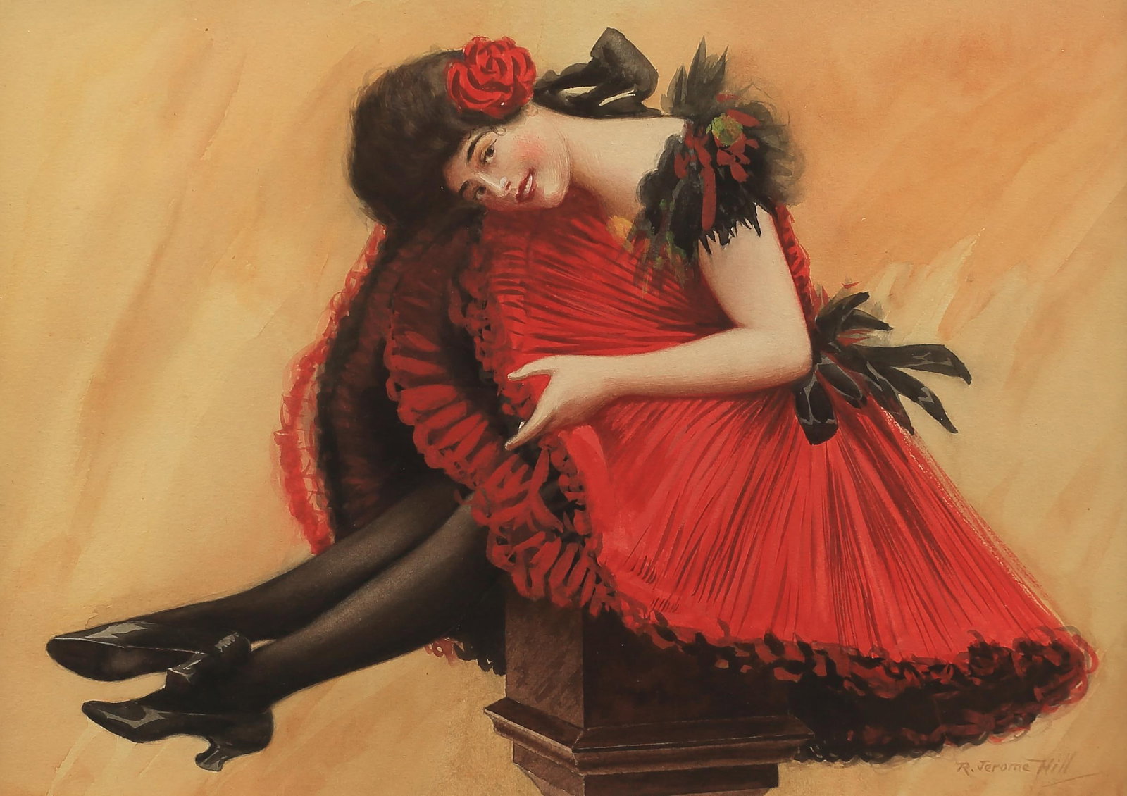 Robert Jerome Hill (Am. 1878-1942), Portrait of a Dancer: Robert Jerome Hill (Am. 1878-1942), Portrait of a Dancer, watercolor on paper 9 3/4 x 13 3/4, signed lower right: R. Jerome Hill