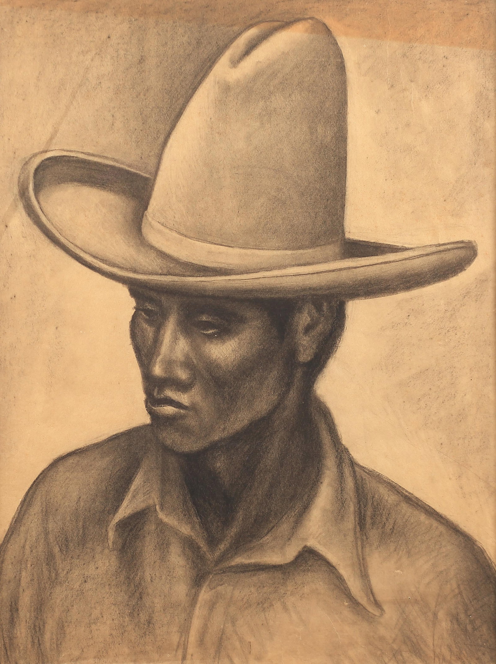 Jerry Bywaters (Am. 1906-1989), Navajo Man: Jerry Bywaters (Am. 1906-1989), Navajo Man, charcoal on paper 24 x 18