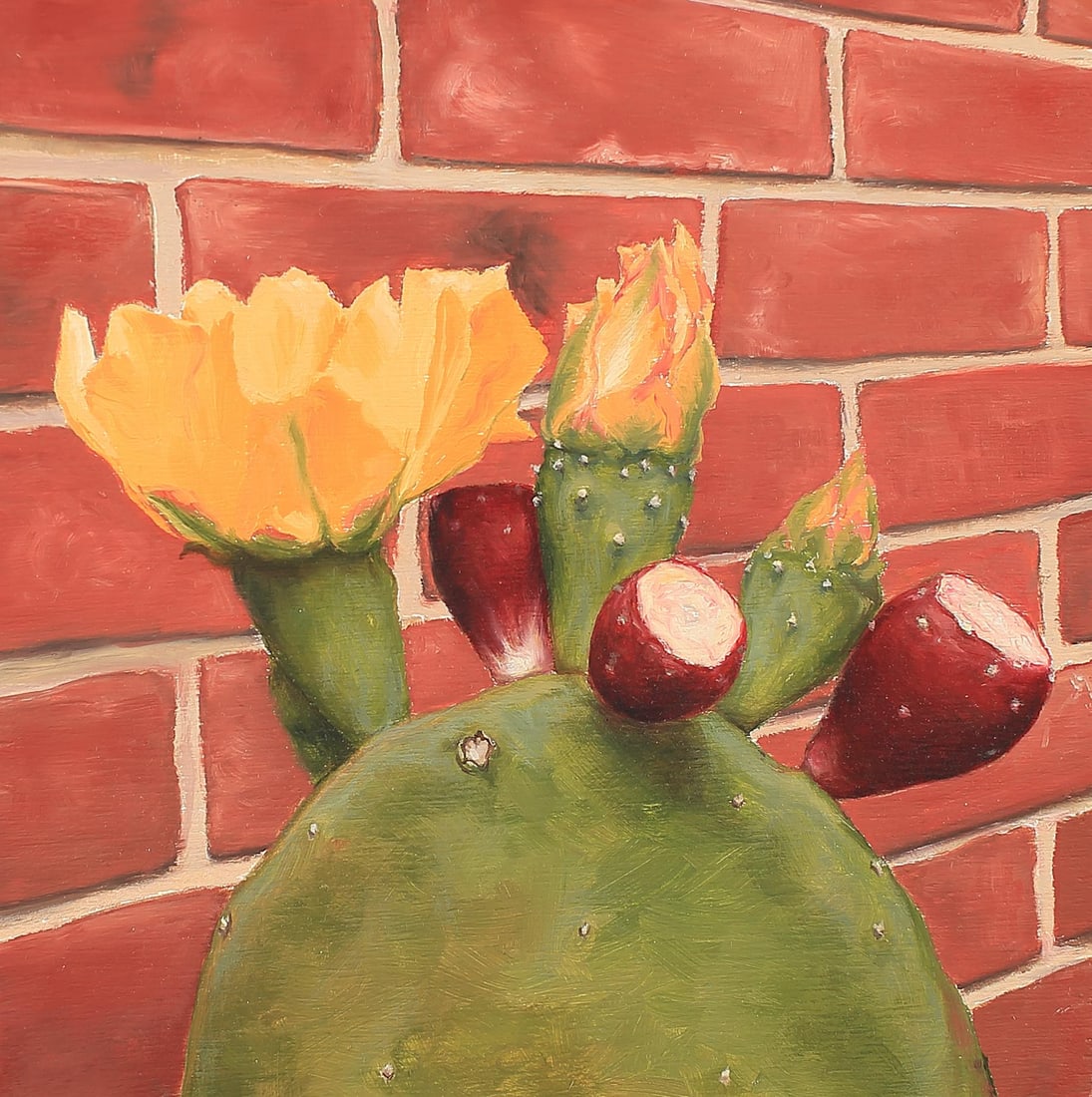 Tiara Jenkins (Am. 20th/21st Cent.), Prickly Pear in Bloom behind the David Dike Fine Art Gallery on (1 of 1)