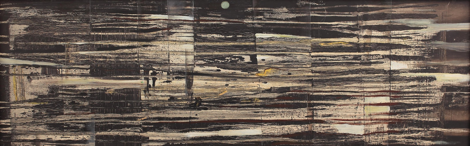 David Brownlow (Am. 1915-2008), Nocturne, 1955: David Brownlow (Am. 1915-2008), Nocturne, 1955, oil on masonite 15 3/4 x 47 3/4, signed lower left: David Brownlow, PROVENANCE: The Summers Collection; EXHIBITED: Texas Modern: The Rediscovery of Earl