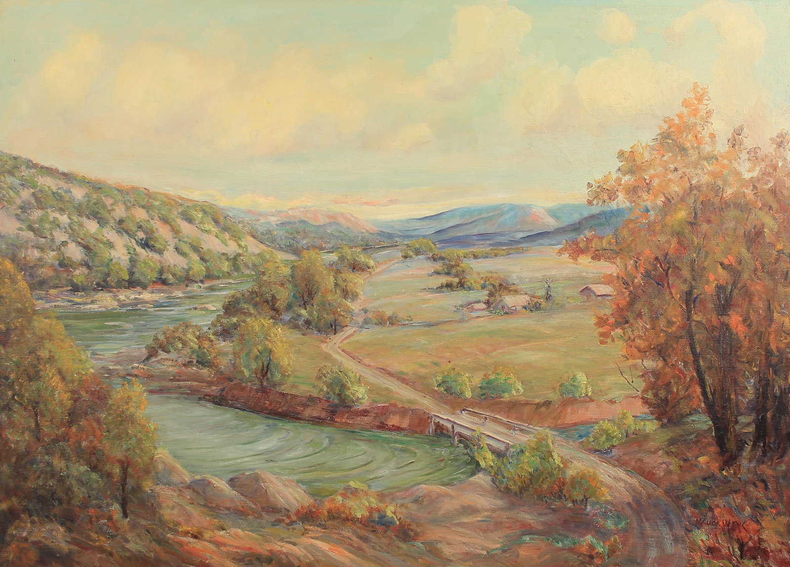 Maude Work (Am. 1883-1943), Santa Fe Trail: Maude Work (Am. 1883-1943), Santa Fe Trail, oil on canvas 34 x 48, signed lower right: Maude Work