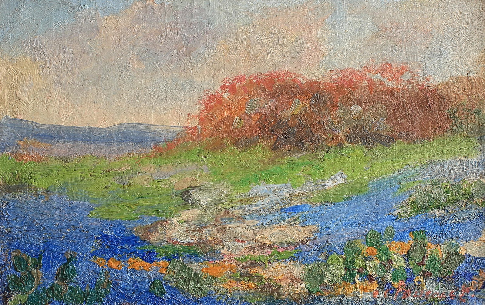 Clara Pancoast (Am. 1927-1980), Bluebonnets and Prickly Pear Cactus (1 of 1)